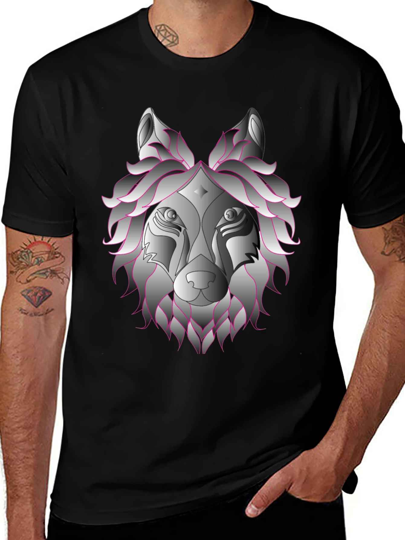 Variant 3 of Wolf Graphic Print Black T-Shirt