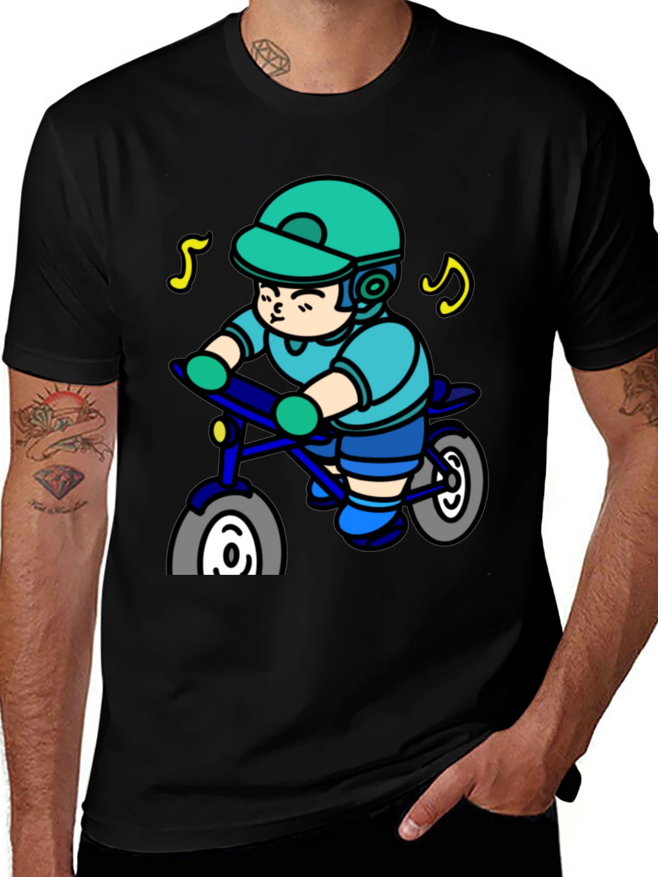 Variant 9 of Cartoon Biker Graphic Tee - Cool Rider Shirt