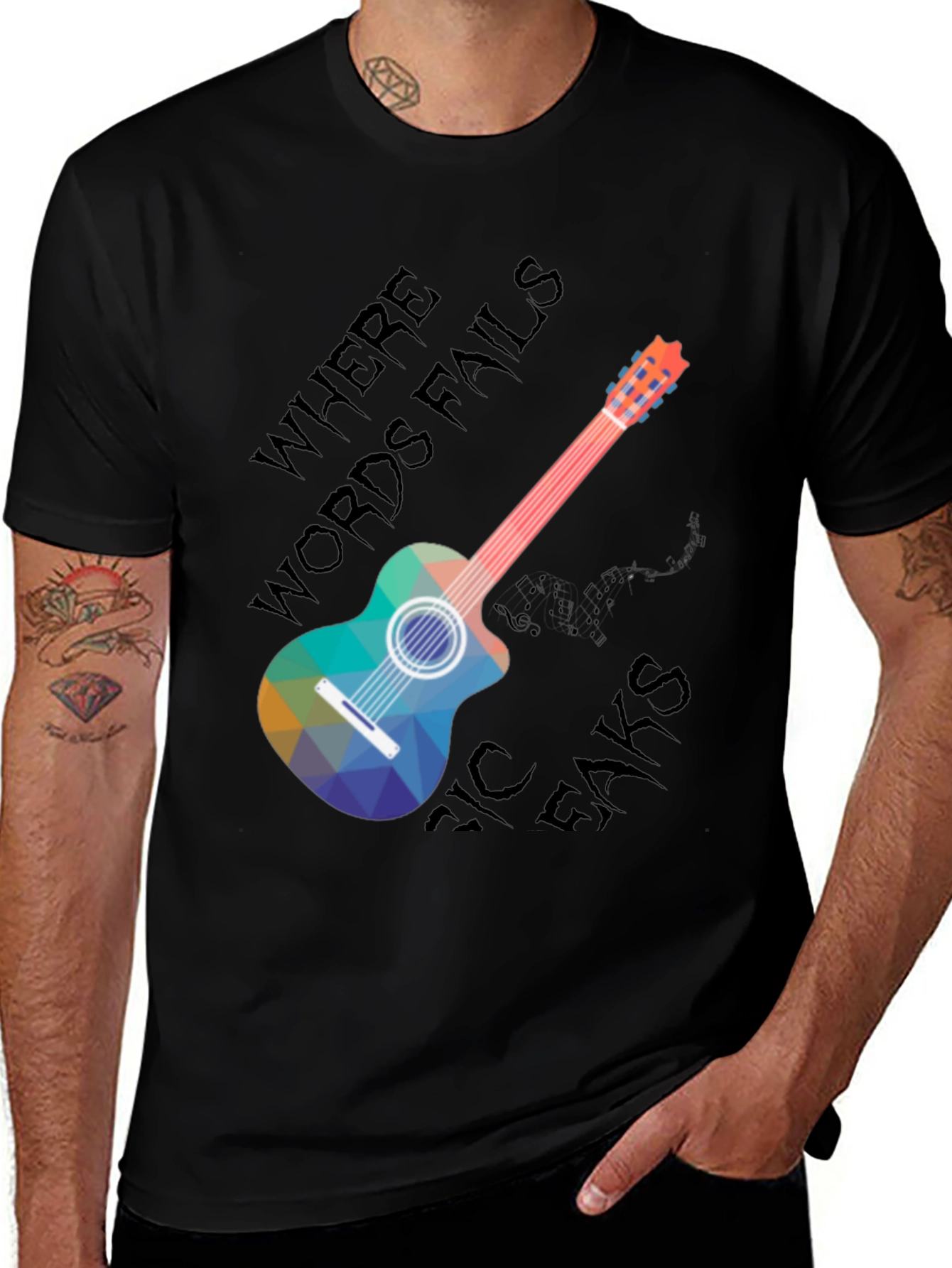 Variant 12 of Music Speaks T-Shirt - Guitar Design