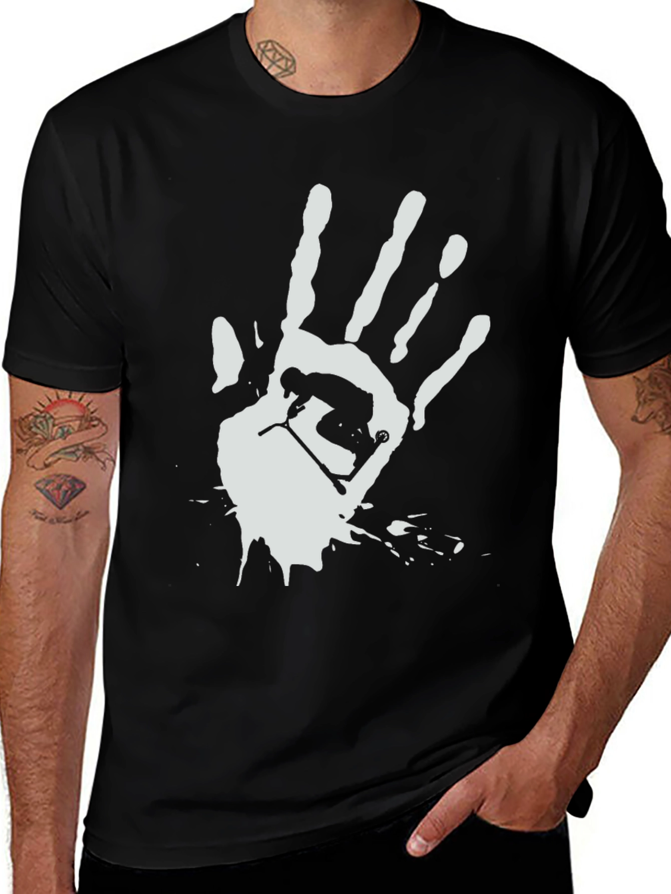 Variant 8 of Scooter Rider Handprint T-Shirt
