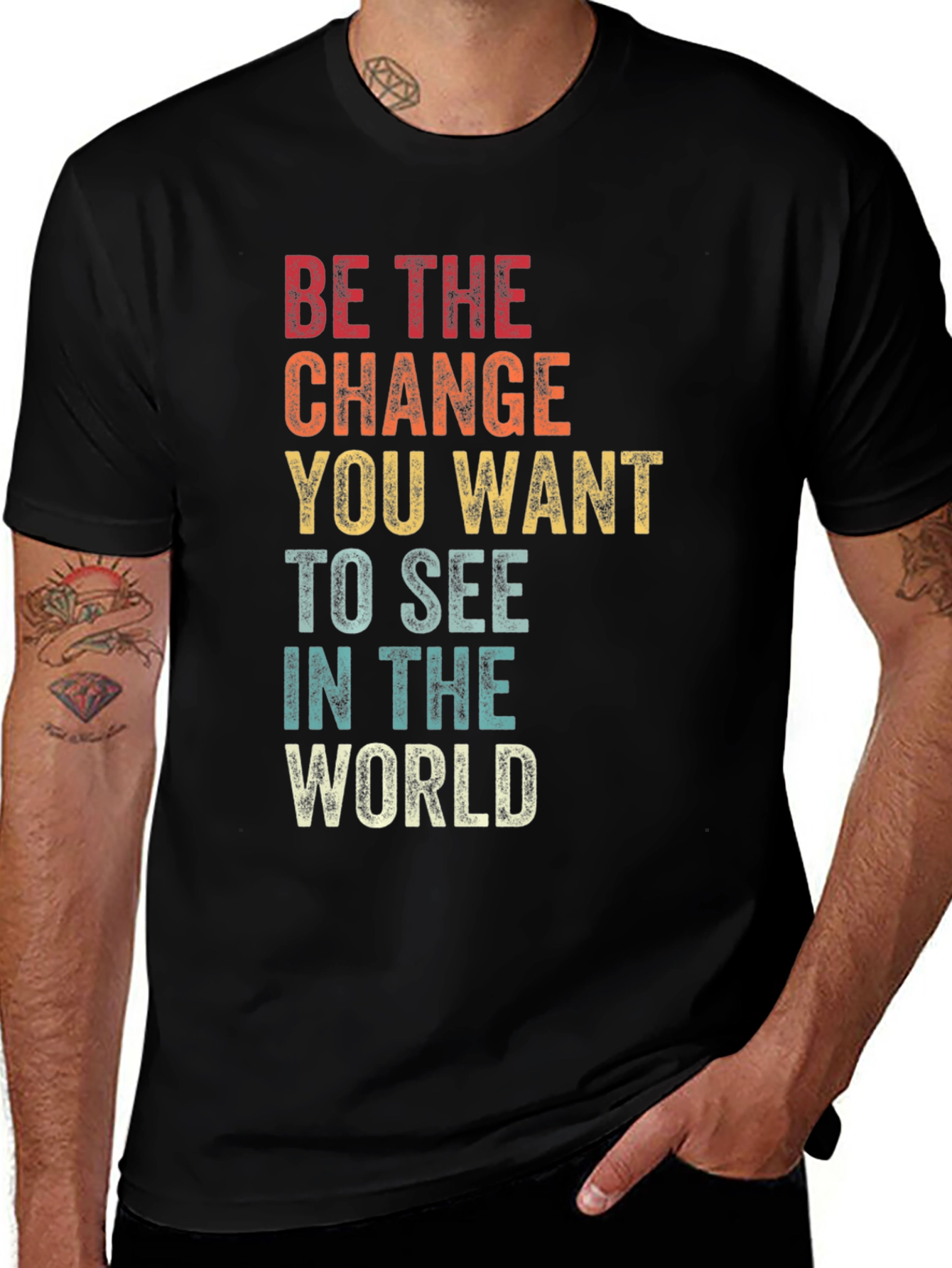 Variant 19 of Retro Inspirational T-Shirt - Be The Change