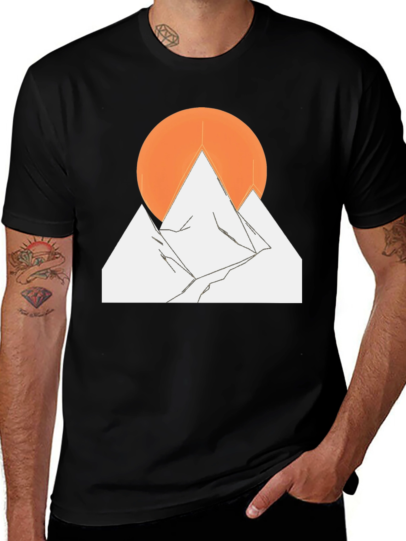 Variant 9 of Mountain Sunset Graphic Tee - Black Cotton Blend