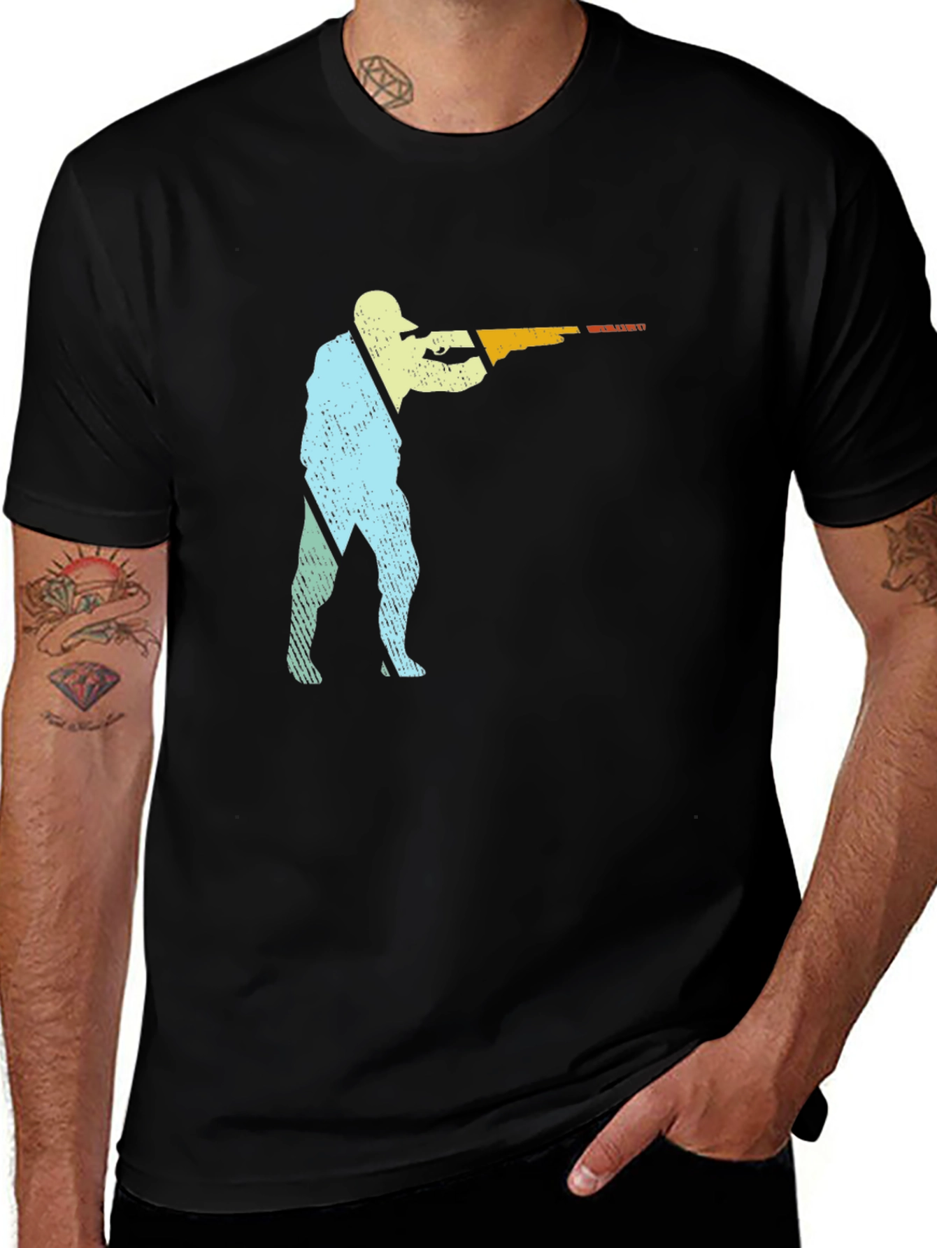 Skeet Shooting Graphic T-Shirt, Black Cotton Tee
