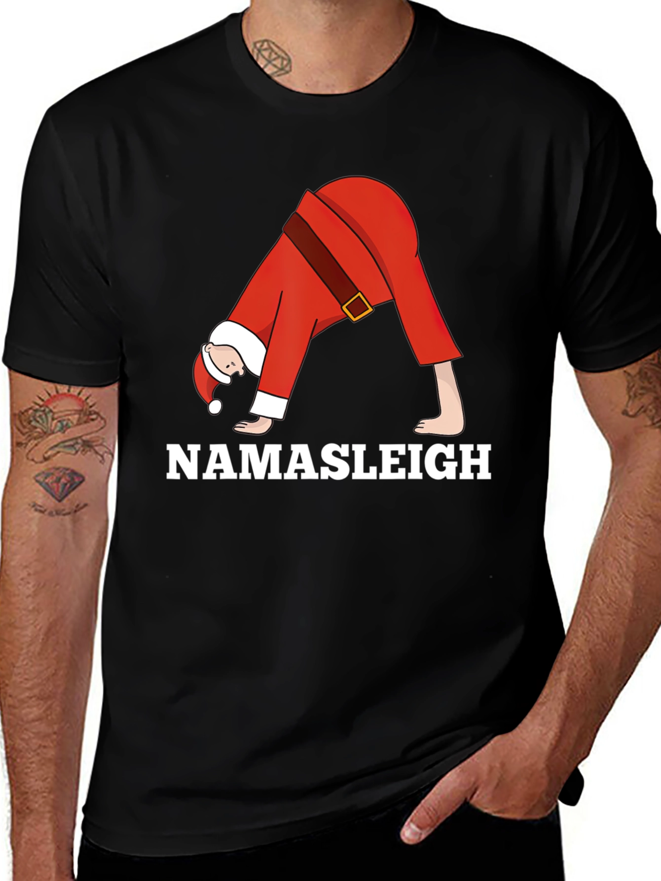 Variant 5 of Namasleigh Santa Yoga Black T-Shirt