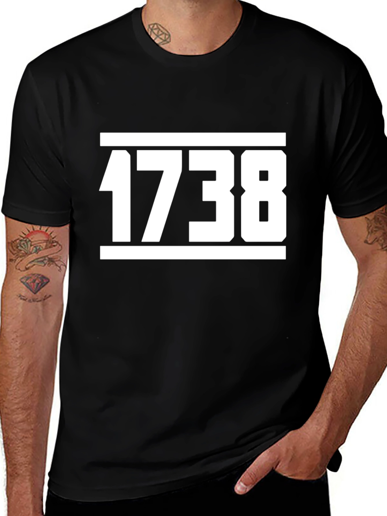 Variant 8 of 1738 Graphic Tee - Men's Black T-Shirt