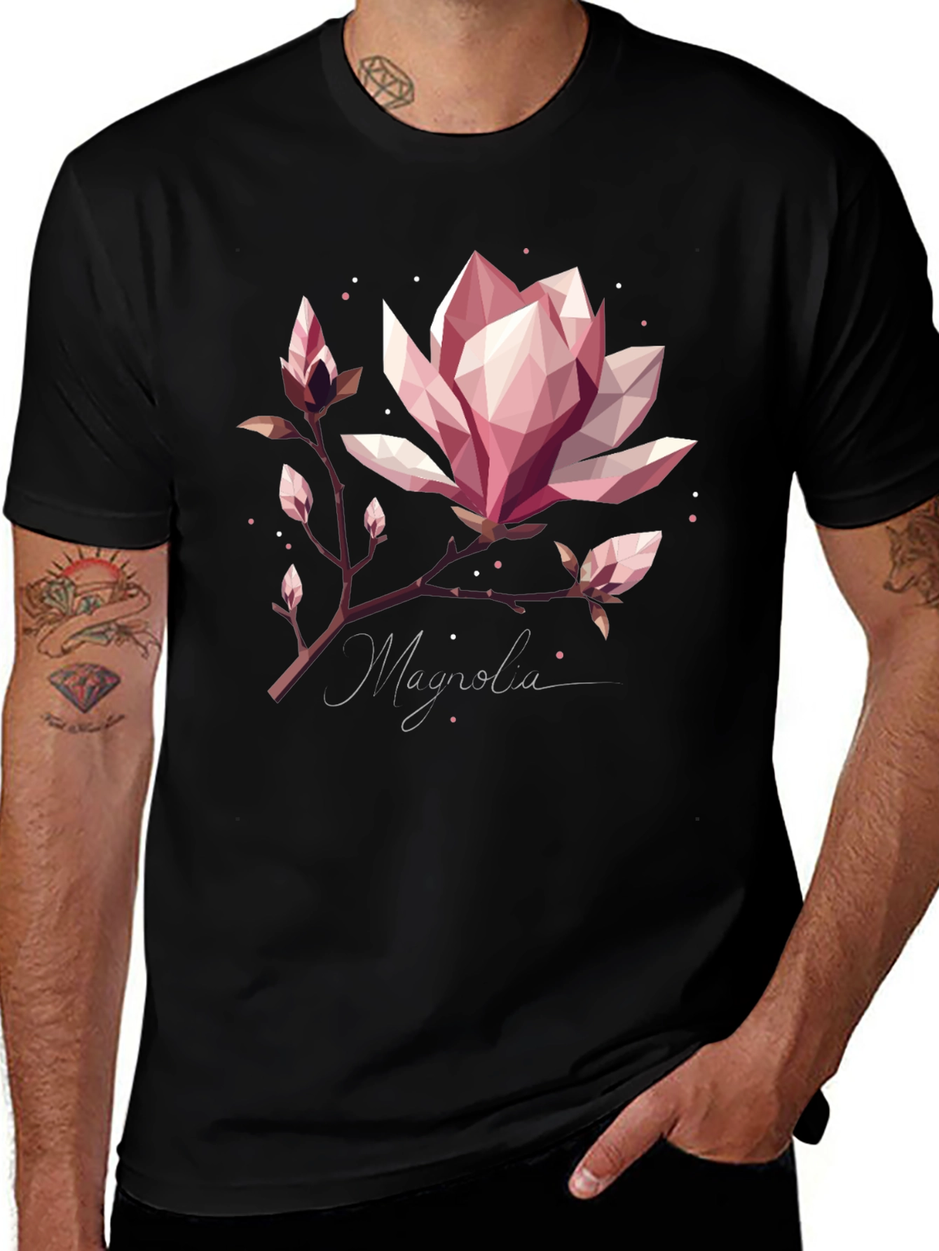 Magnolia Flower Geometric T-Shirt
