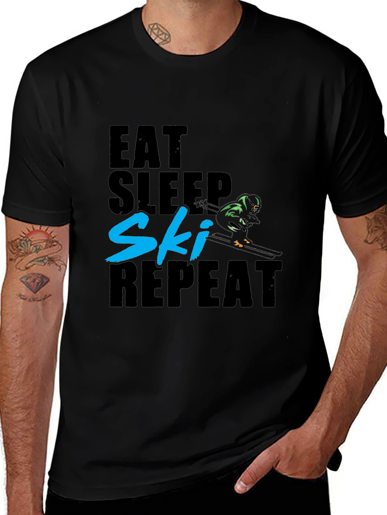Variant 30 of Eat Sleep Ski Repeat Graphic Tee