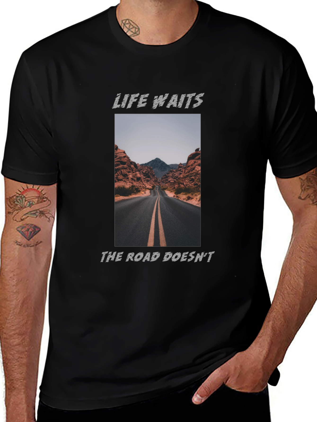 Variant 12 of Life Waits Graphic Tee - Road Trip Ready!