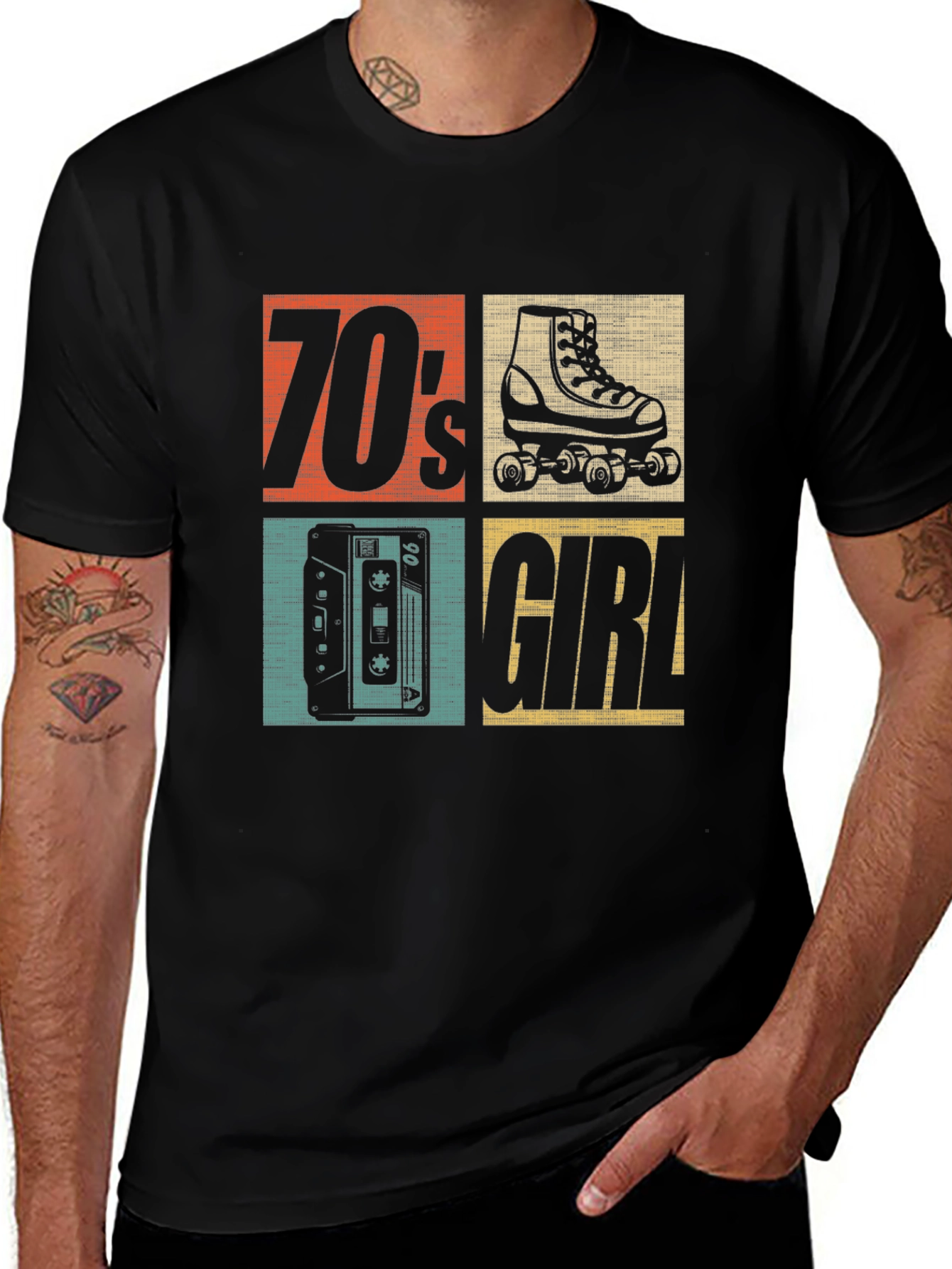 Variant 9 of 70's Girl Retro Roller Skate Cassette T-Shirt