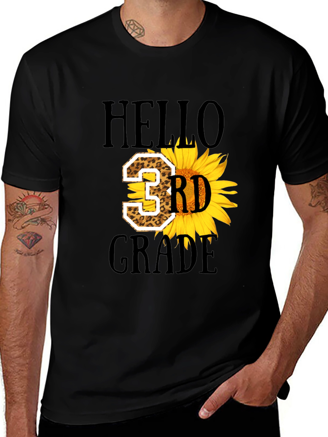 Hello 3rd Grade Leopard Sunflower T-Shirt