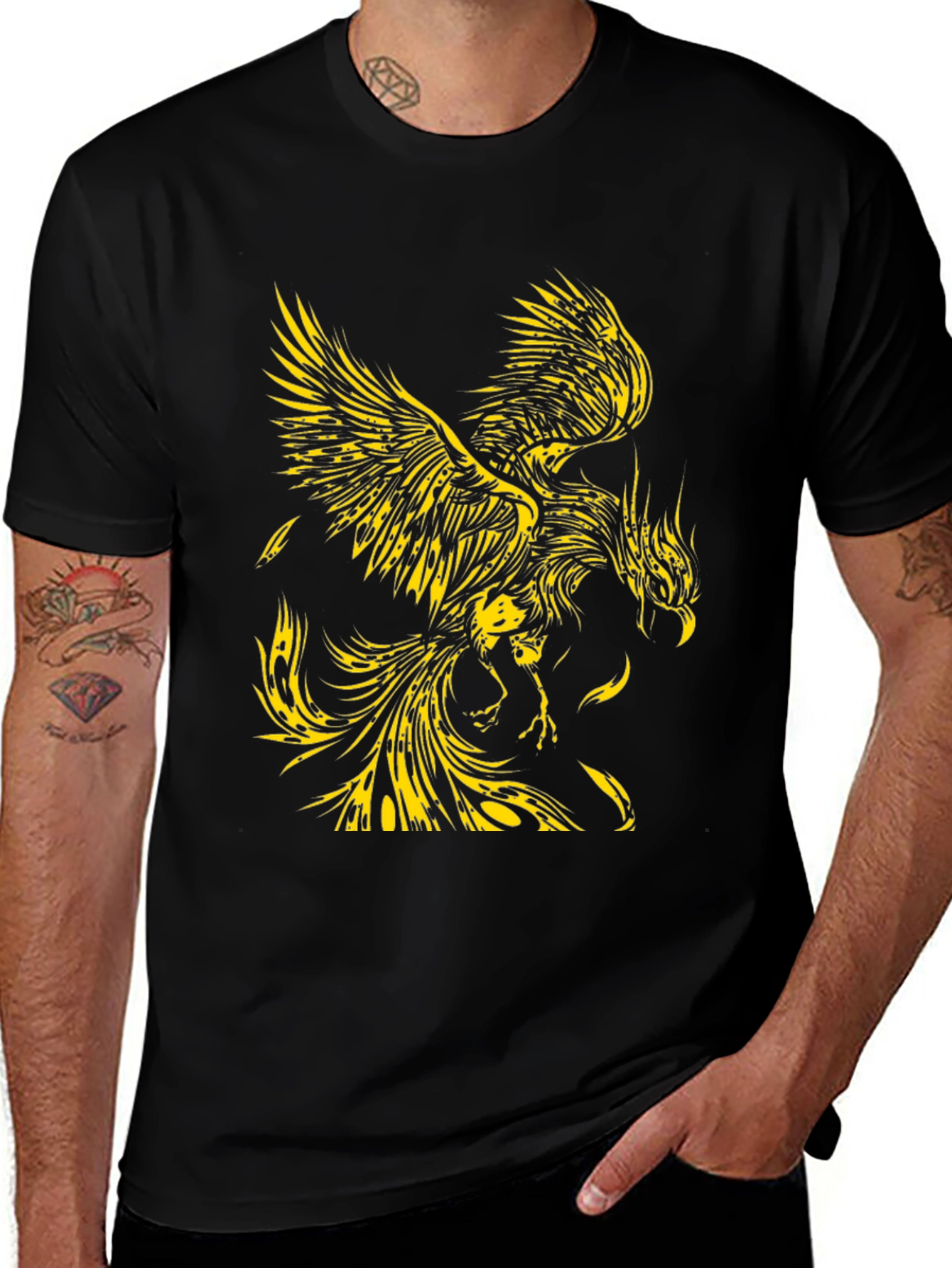 Variant 7 of Phoenix Graphic Tee - Black Cotton Blend