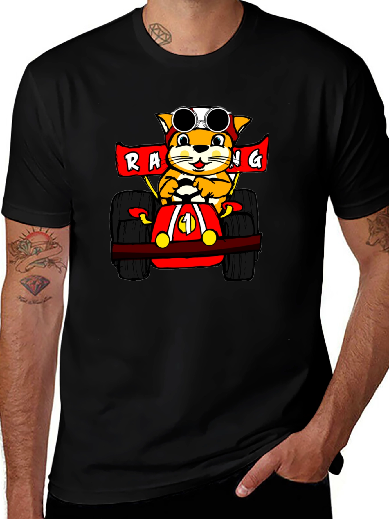 Variant 20 of Racing Cat Black T-Shirt