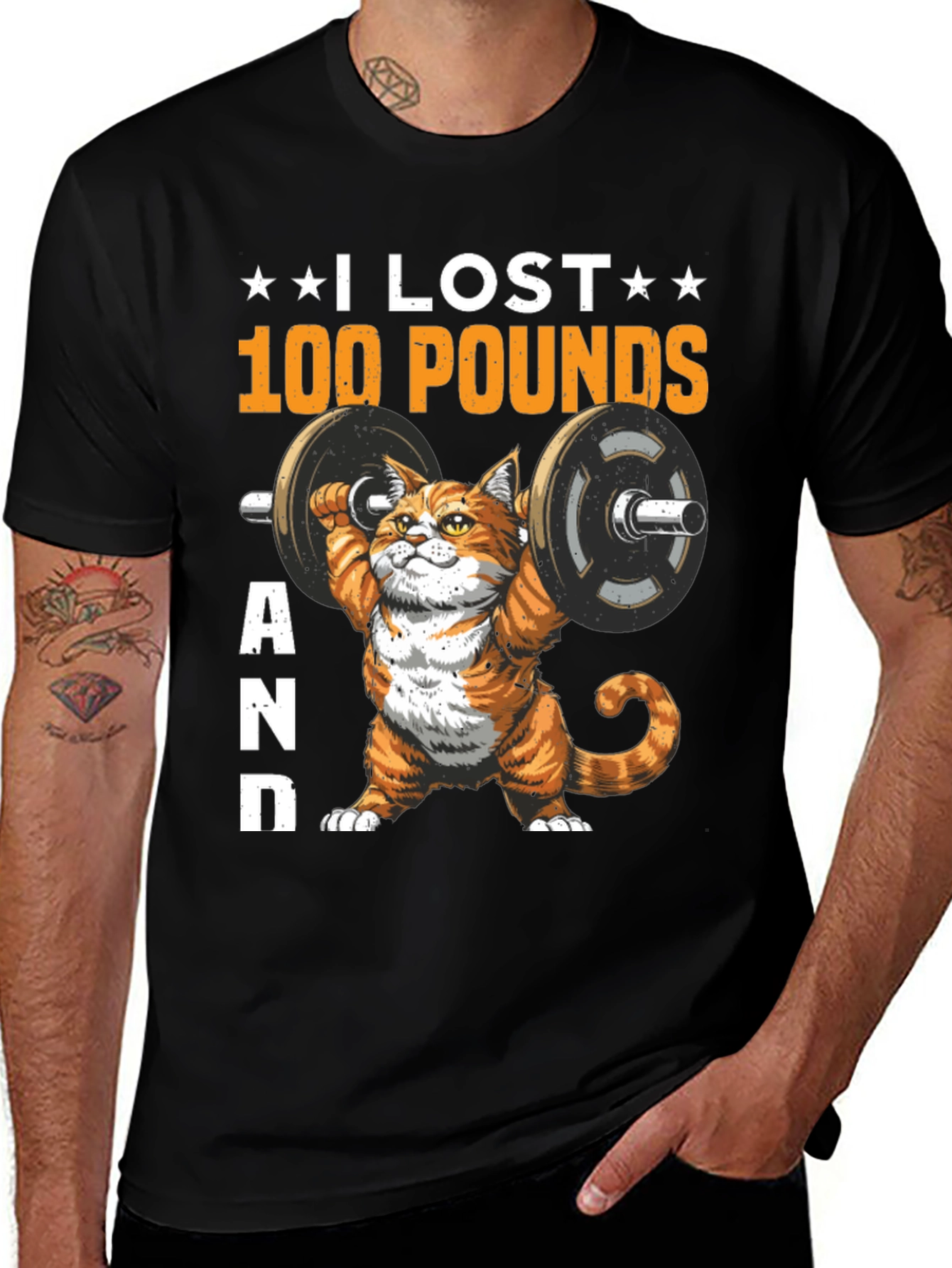 Variant 9 of I Lost 100 Pounds Cat Lifting T-Shirt