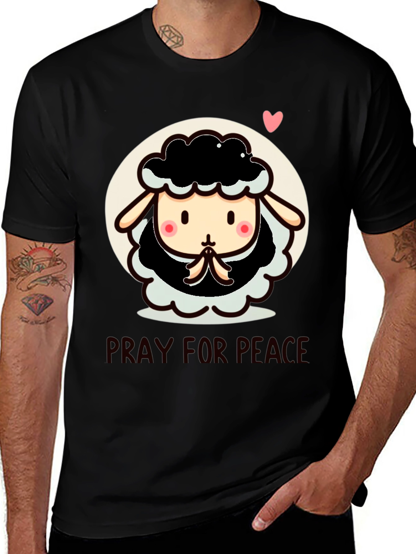 Variant 16 of Pray for Peace Cartoon Sheep T-Shirt