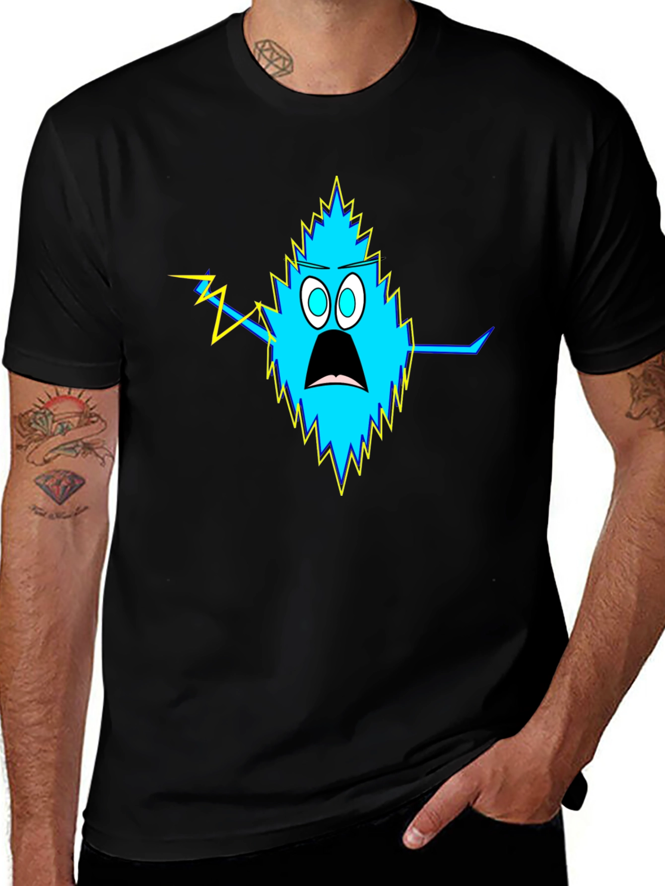 Variant 13 of Shocked Blue Monster Black T-Shirt