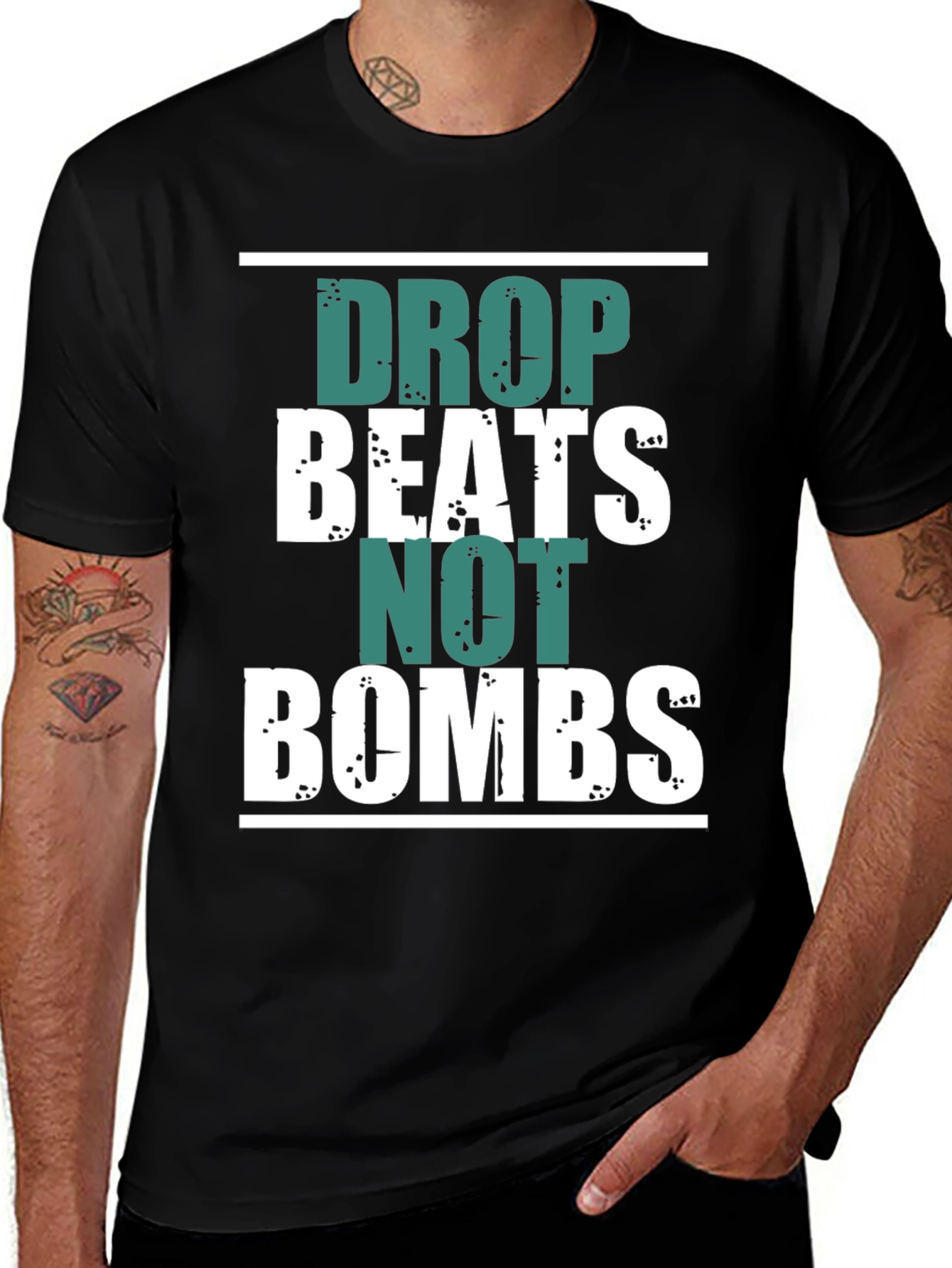 Black Drop Beats Not Bombs Graphic Tee main image