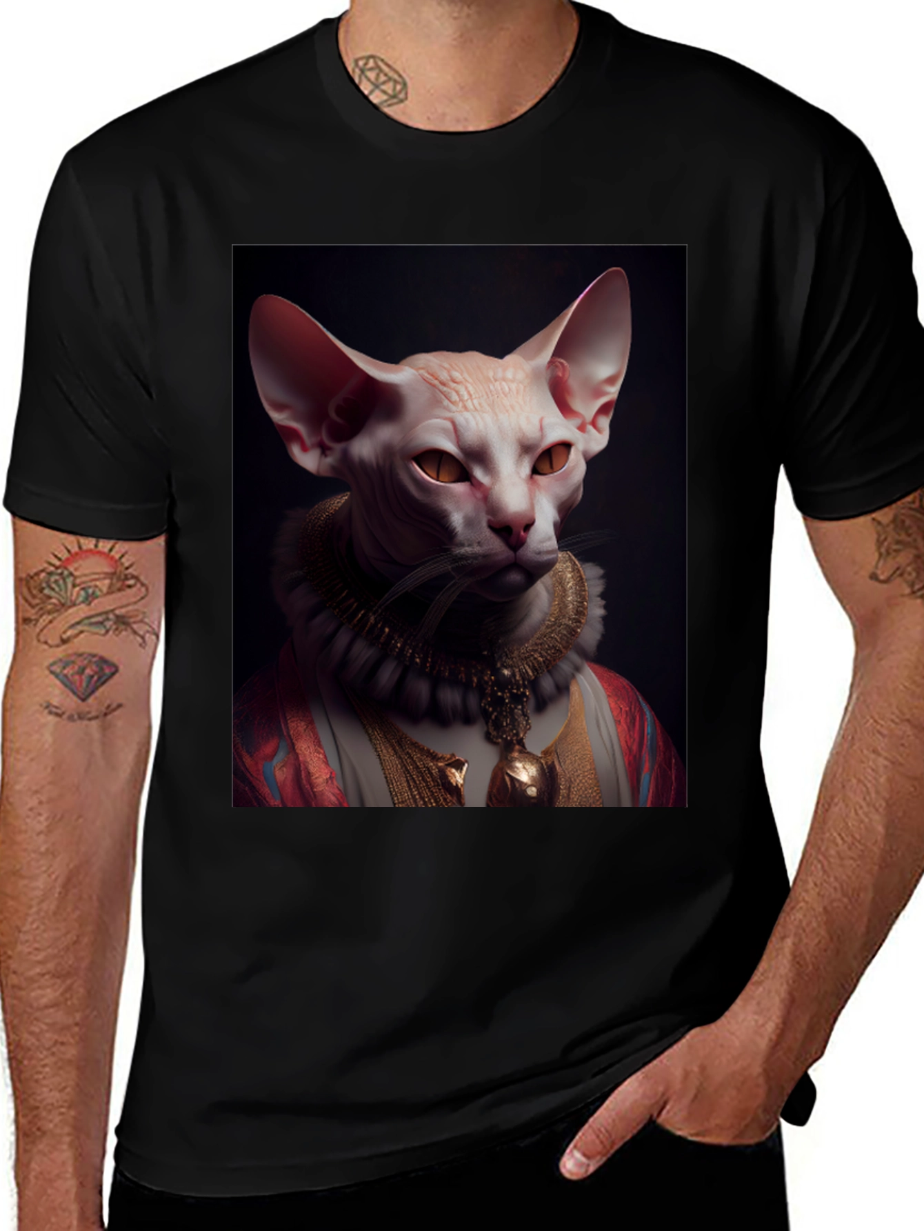 Variant 18 of Sphynx Cat Portrait T-Shirt - Regal Feline Tee