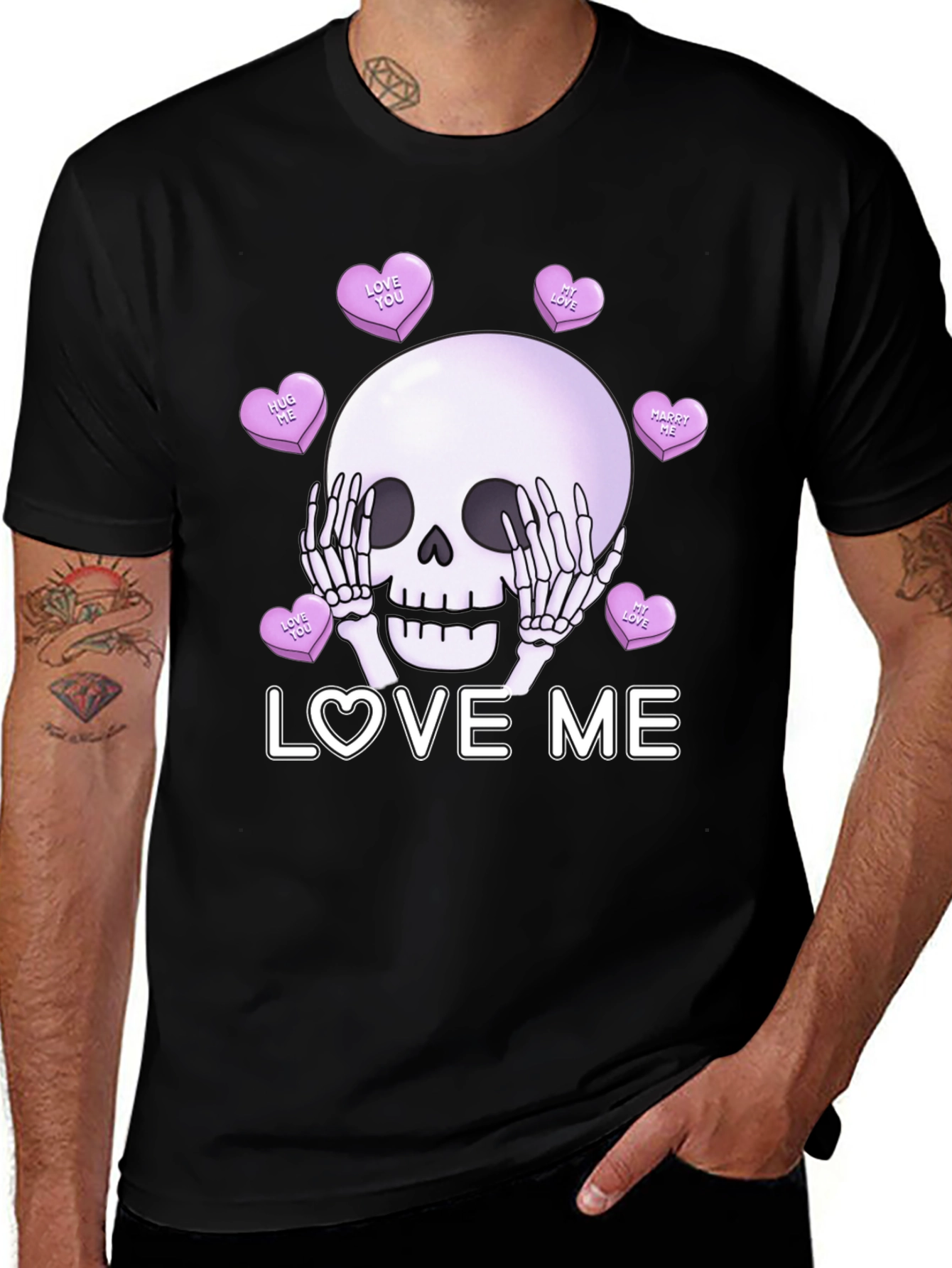 Variant 27 of Love Me Skull Tee - Valentine's Day Skeleton Shirt