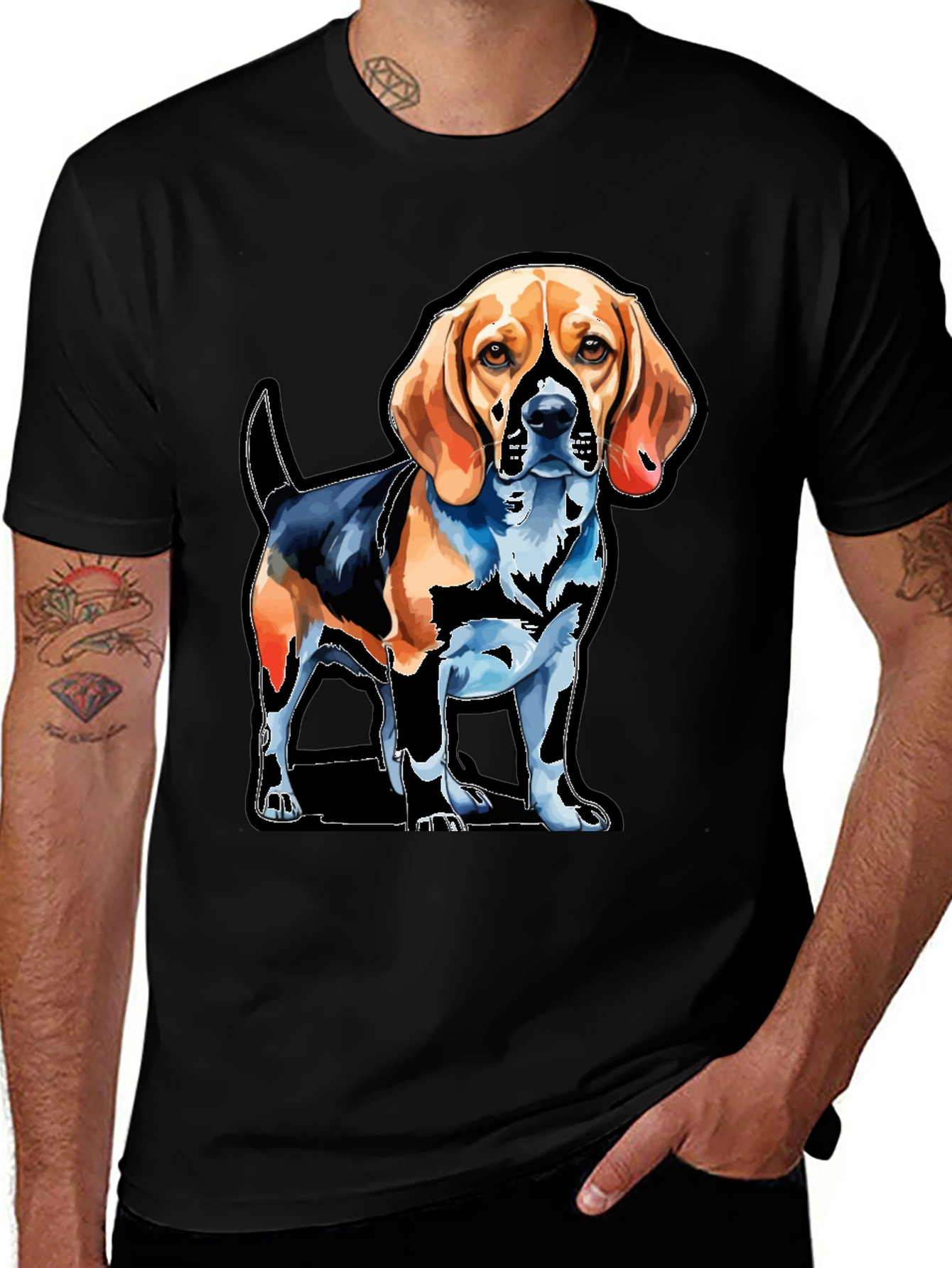 Variant 17 of Dog Graphic Tee - Beagle Art T-Shirt