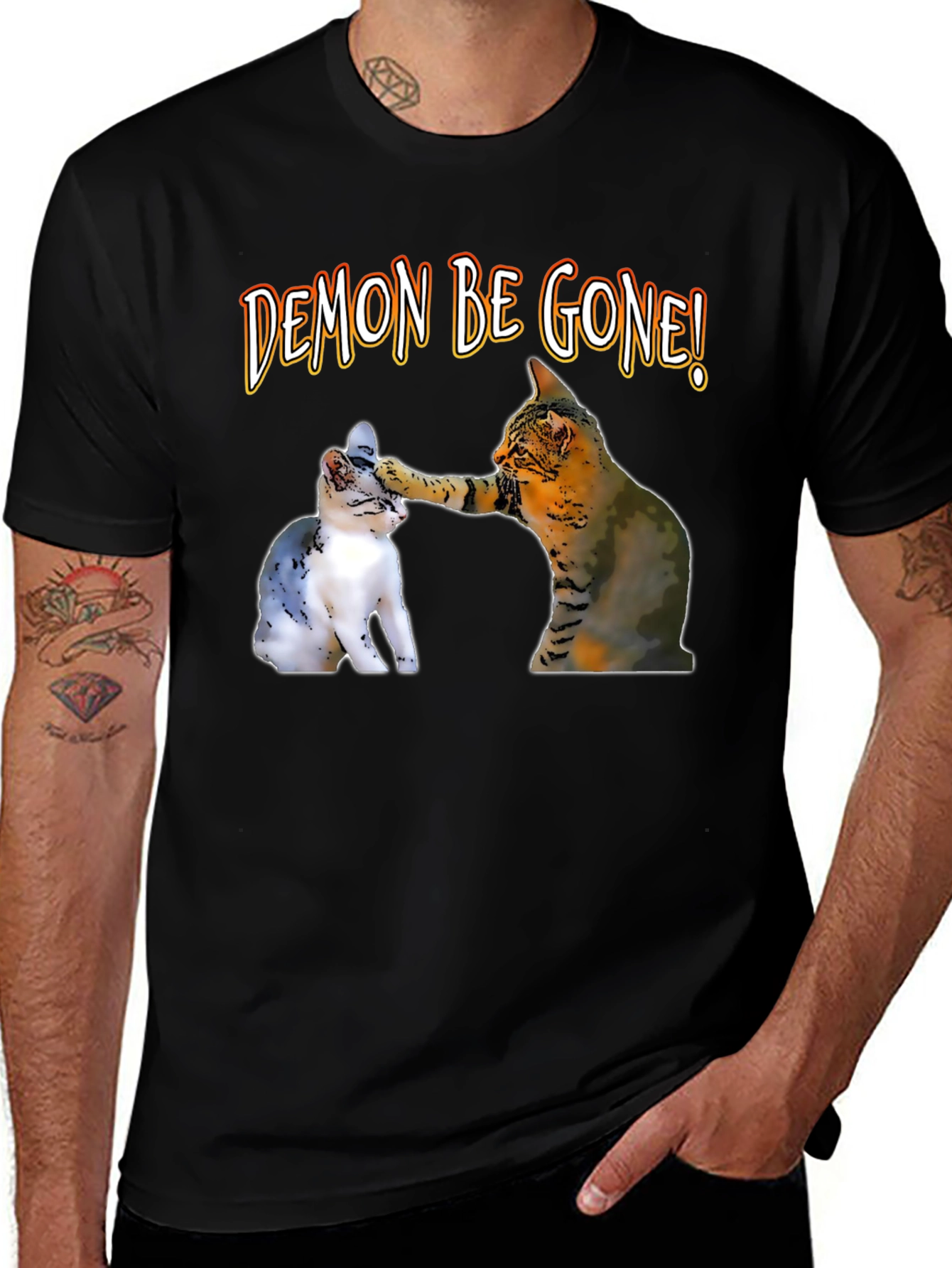Variant 8 of Demon Be Gone! Cat T-Shirt - Funny Graphic Tee