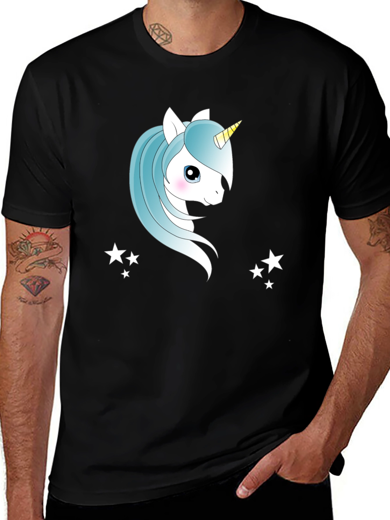 Unicorn Star Black T-Shirt