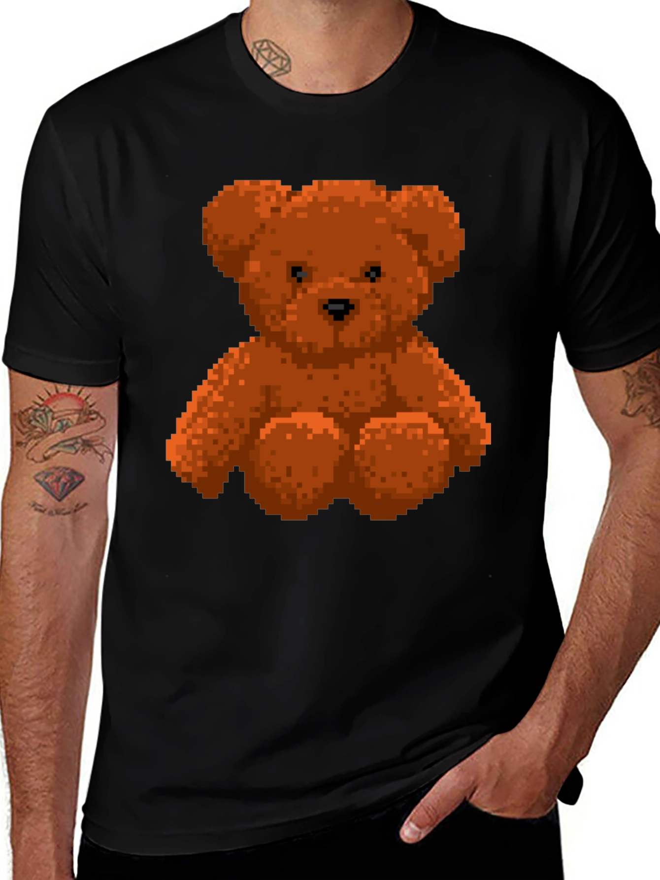 Variant 20 of Pixelated Teddy Bear Graphic Tee - Cool & Casual