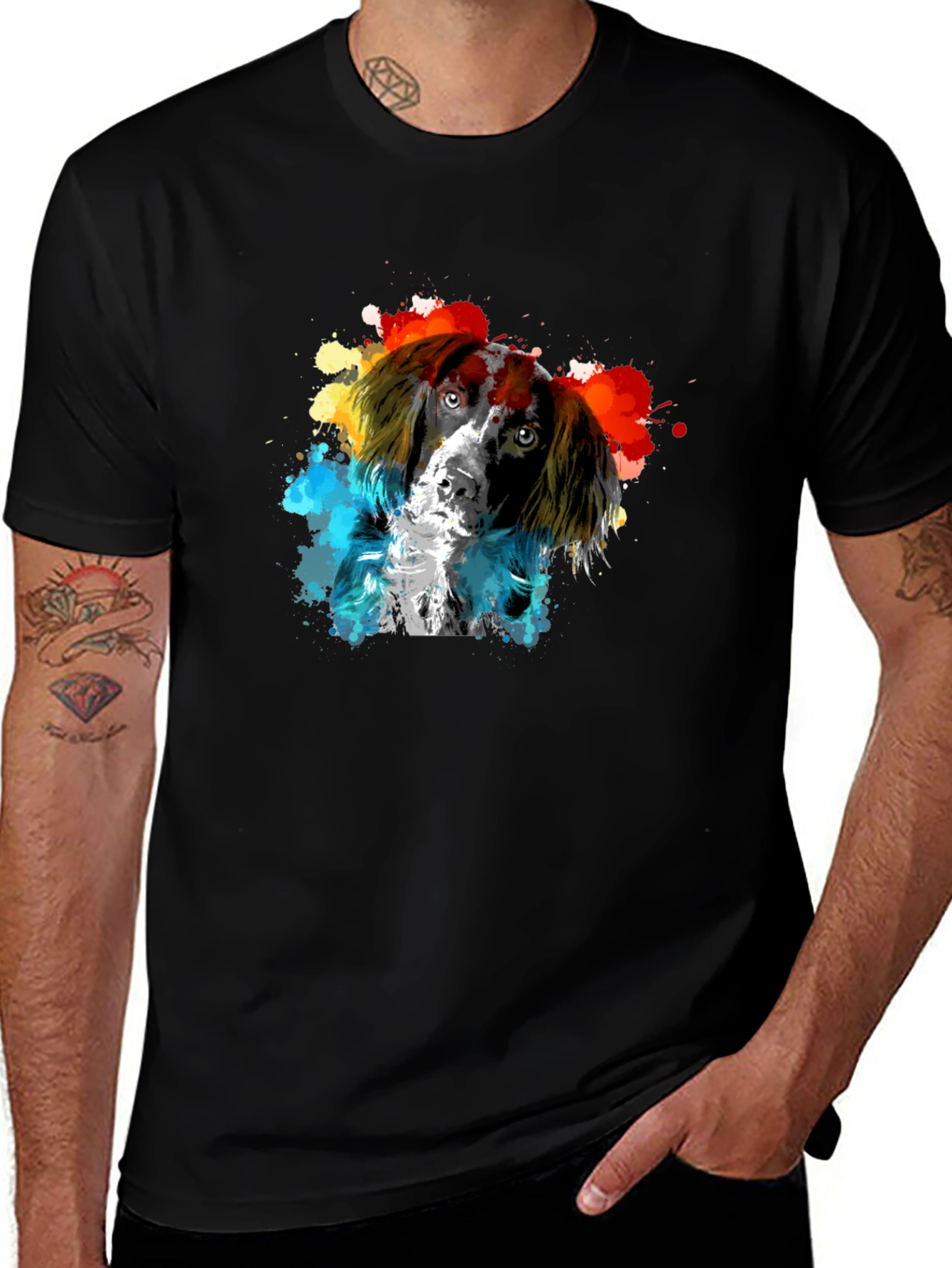 Variant 21 of Dog Paint Splatter T-Shirt - Artistic Canine Tee