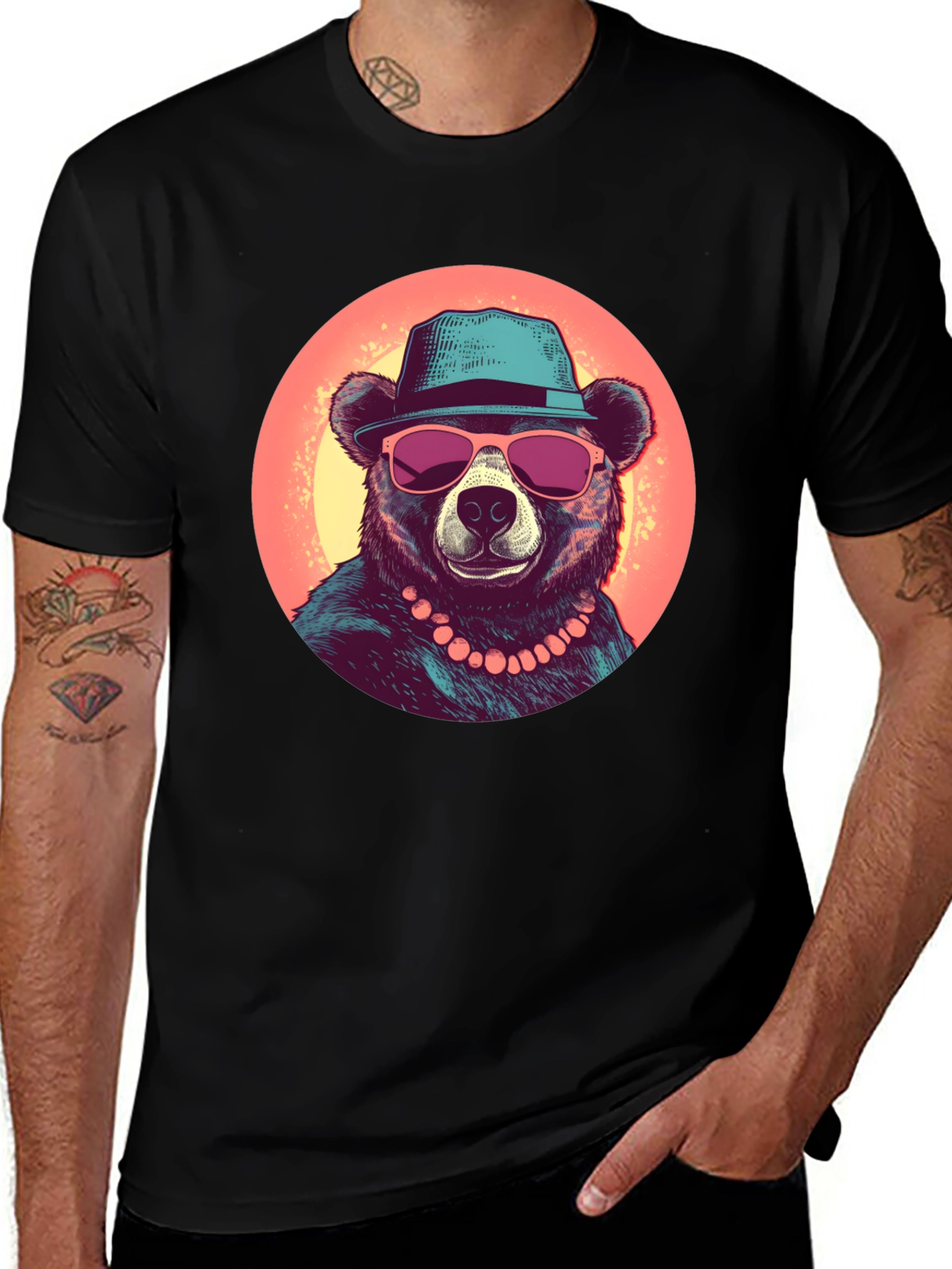 Variant 28 of Bear with Hat Graphic Tee - Cool Summer Style