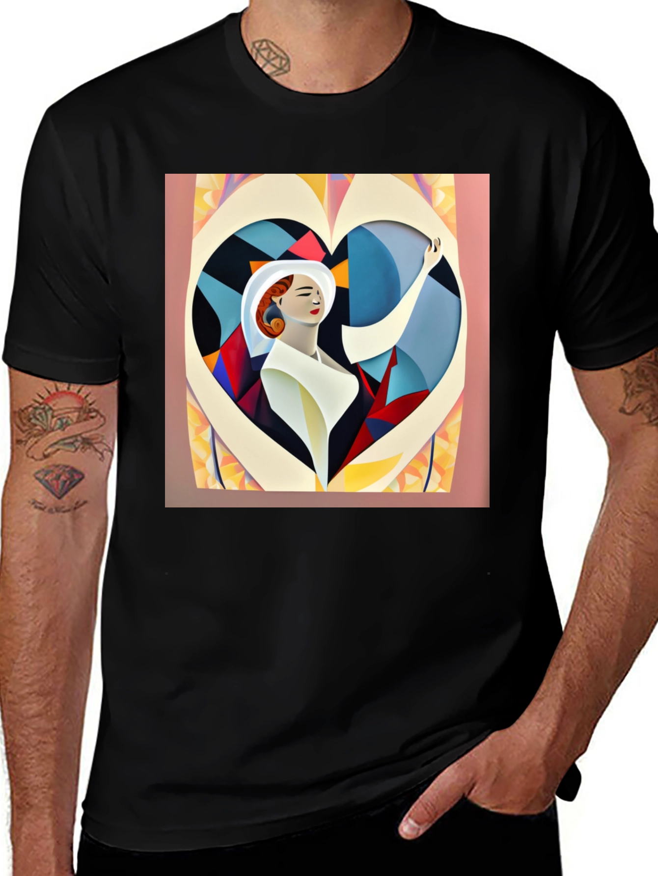 Variant 11 of Abstract Art Woman Heart Graphic Tee
