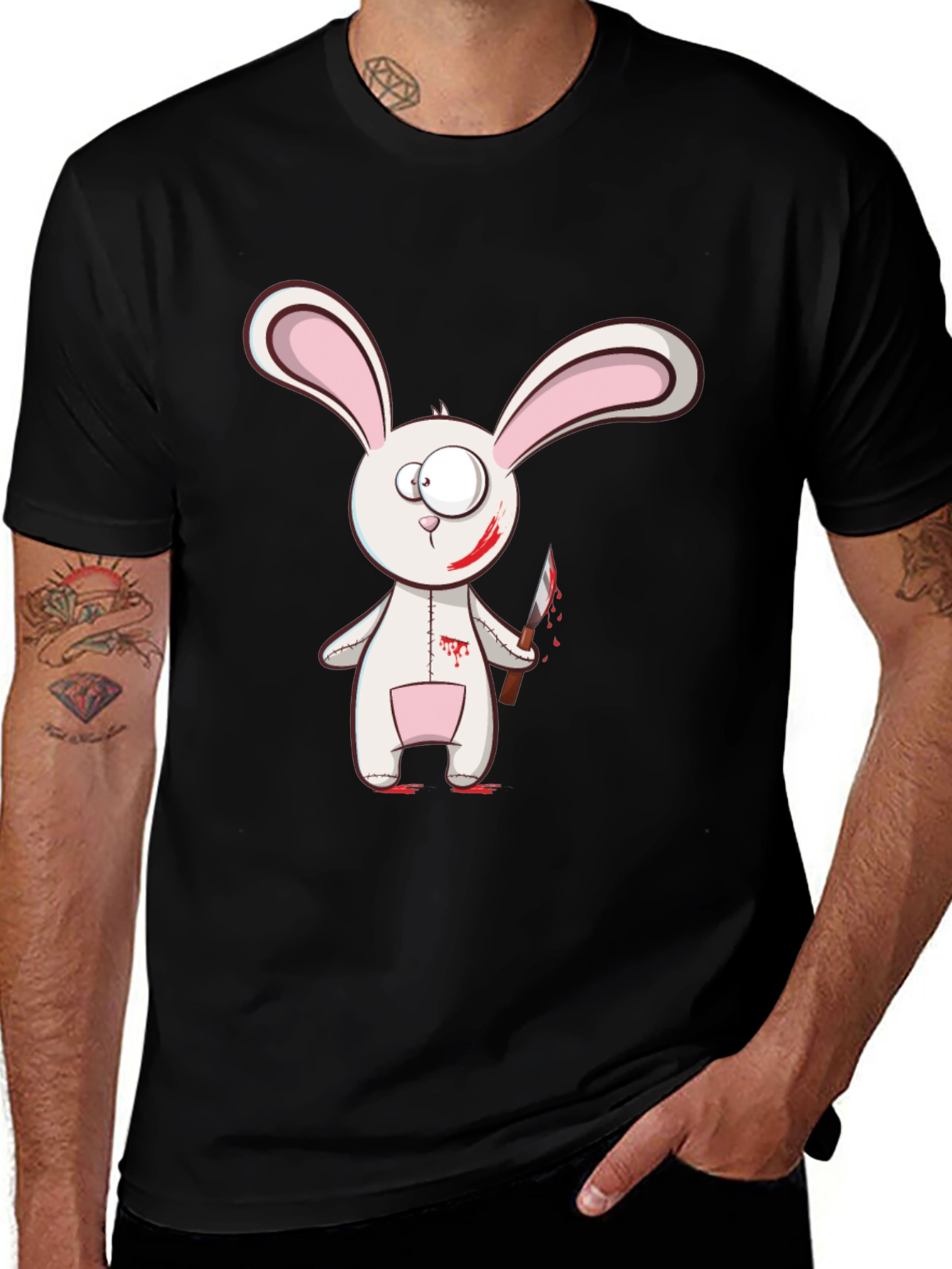 Creepy Bunny Graphic Tee - Killer Rabbit Shirt
