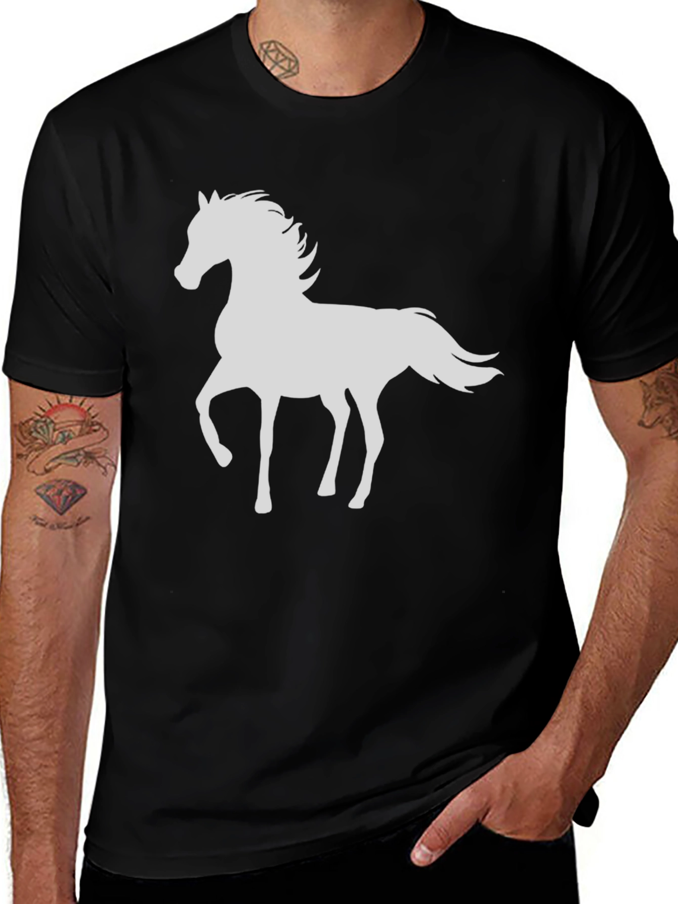 Variant 18 of Horse Graphic Tee - Black Cotton T-Shirt