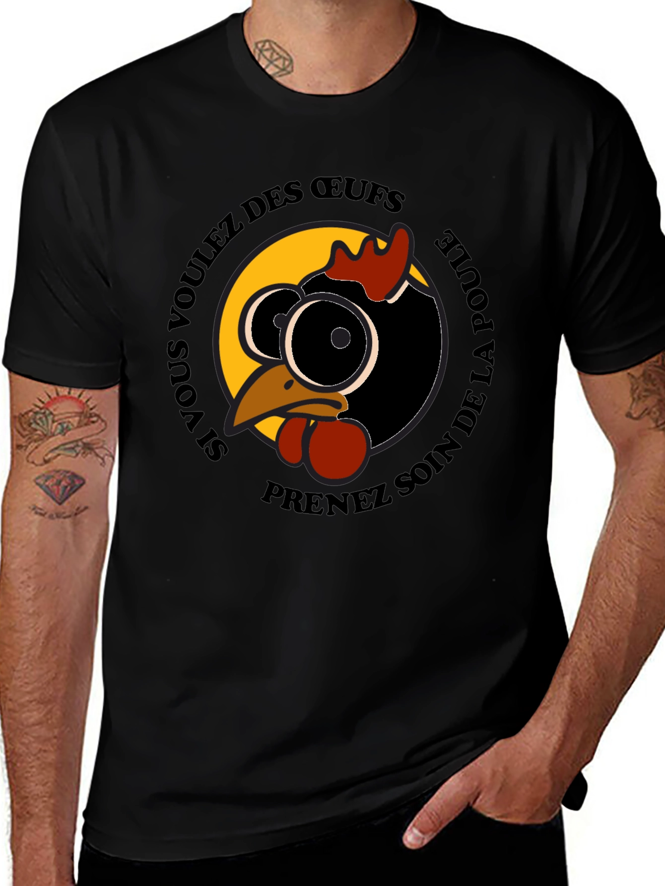 Variant 22 of Funny French Chicken T-Shirt