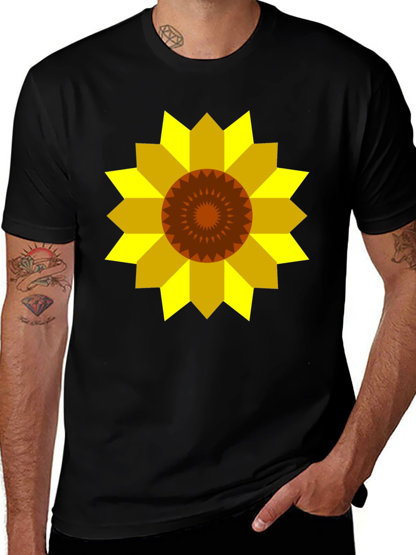 Variant 10 of Sunflower Graphic Black T-Shirt
