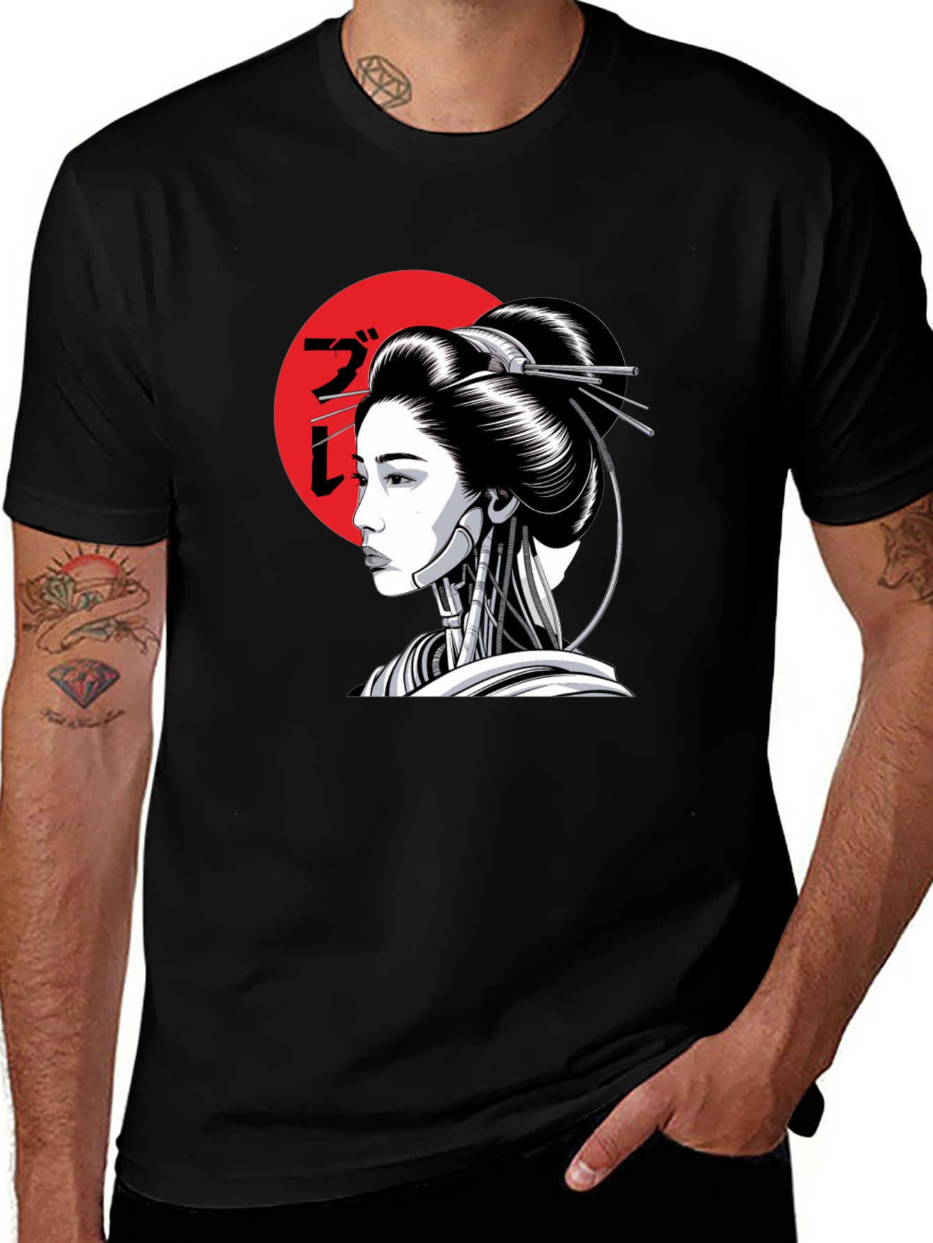 Variant 10 of Cyberpunk Geisha T-Shirt - Black