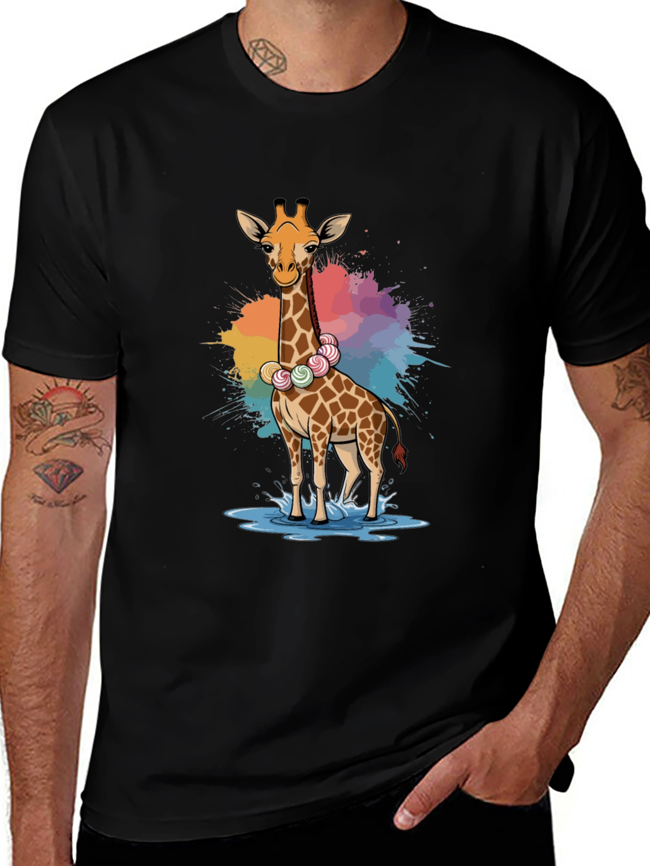 Variant 22 of Giraffe Candy Lei T-Shirt - Fun Animal Tee