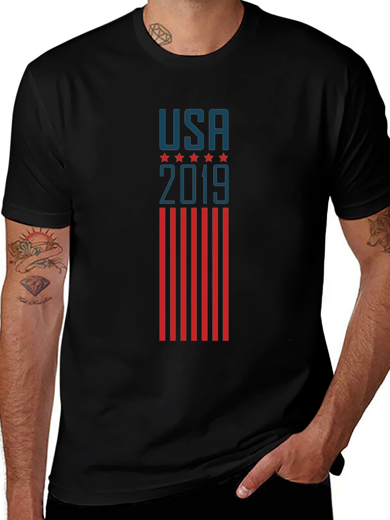 Variant 23 of USA 2019 Patriotic Graphic Tee - Black