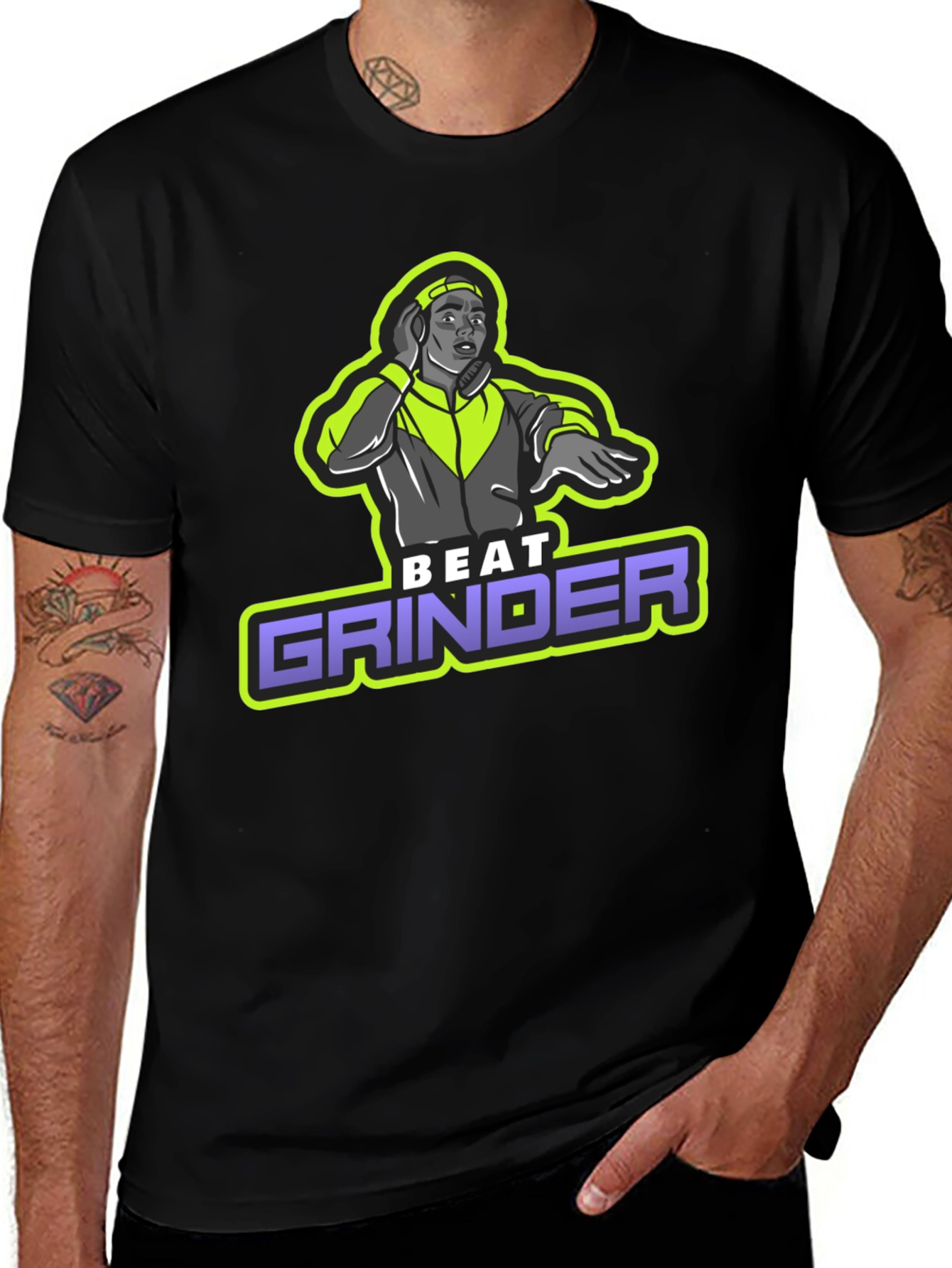 Variant 16 of Beat Grinder Graphic T-Shirt - DJ Design