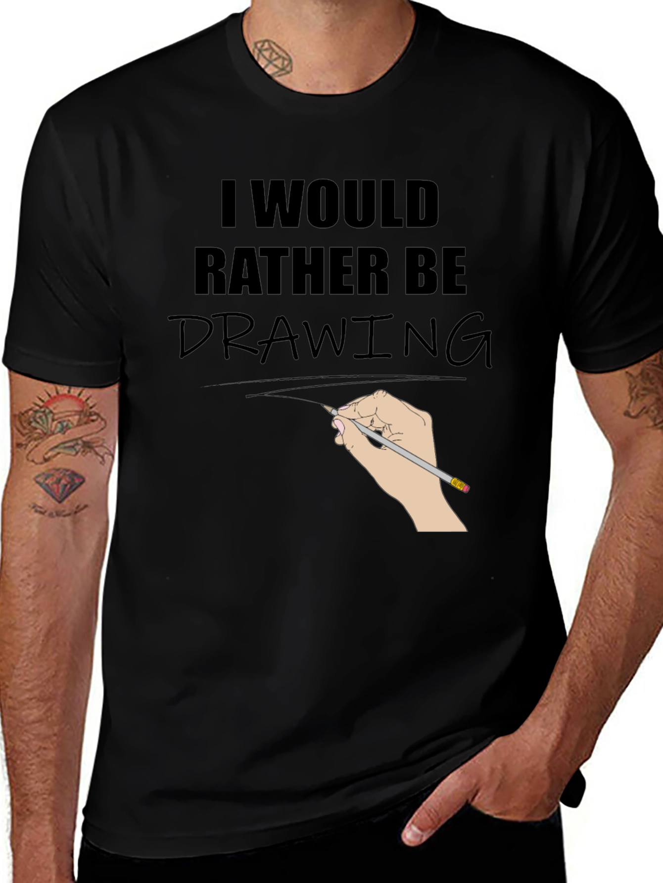 Variant 27 of Drawing T-Shirt - I Would Rather Be Drawing