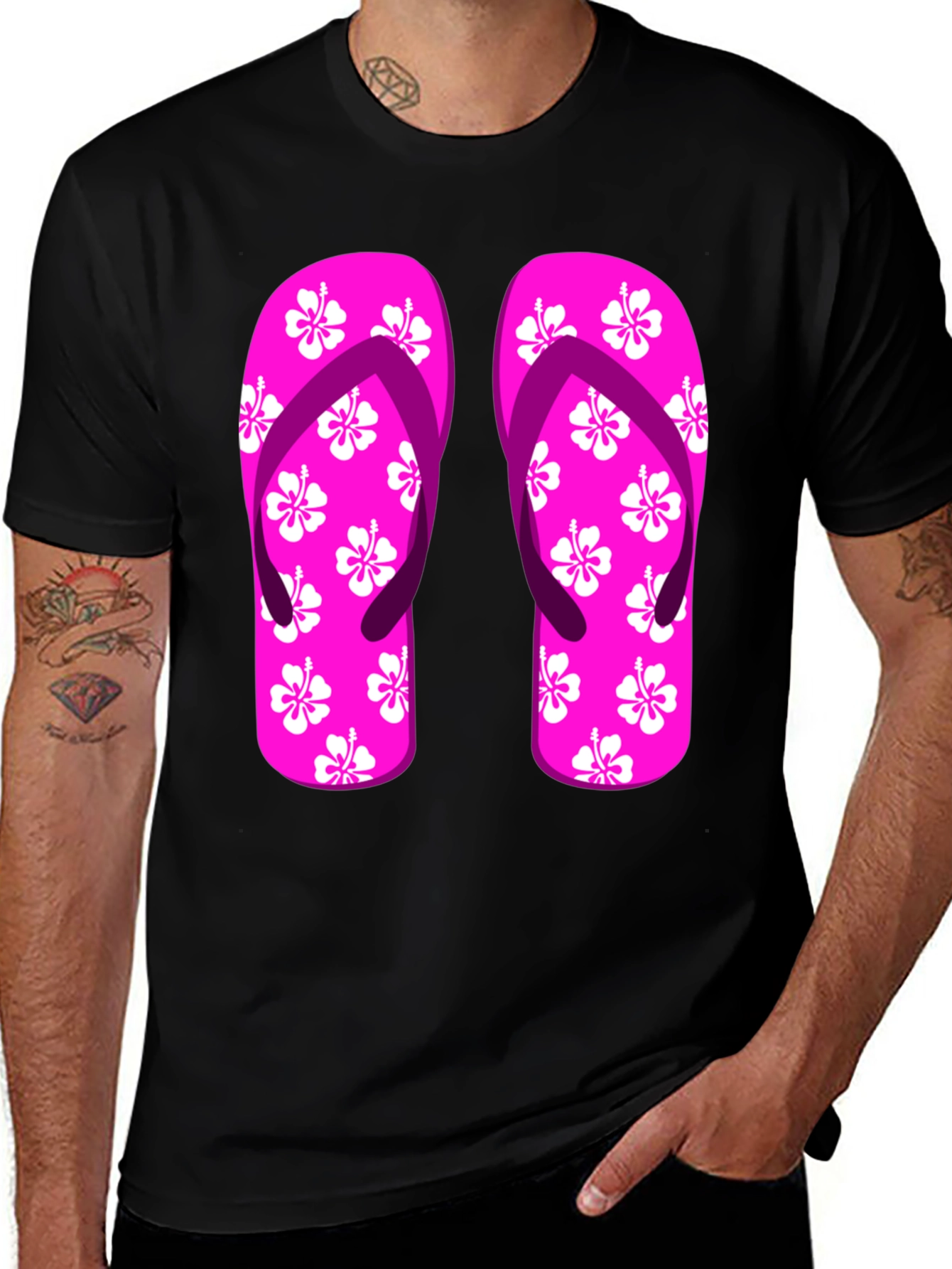 Variant 9 of Hibiscus Flip-Flop Graphic Tee - Tropical Vibes