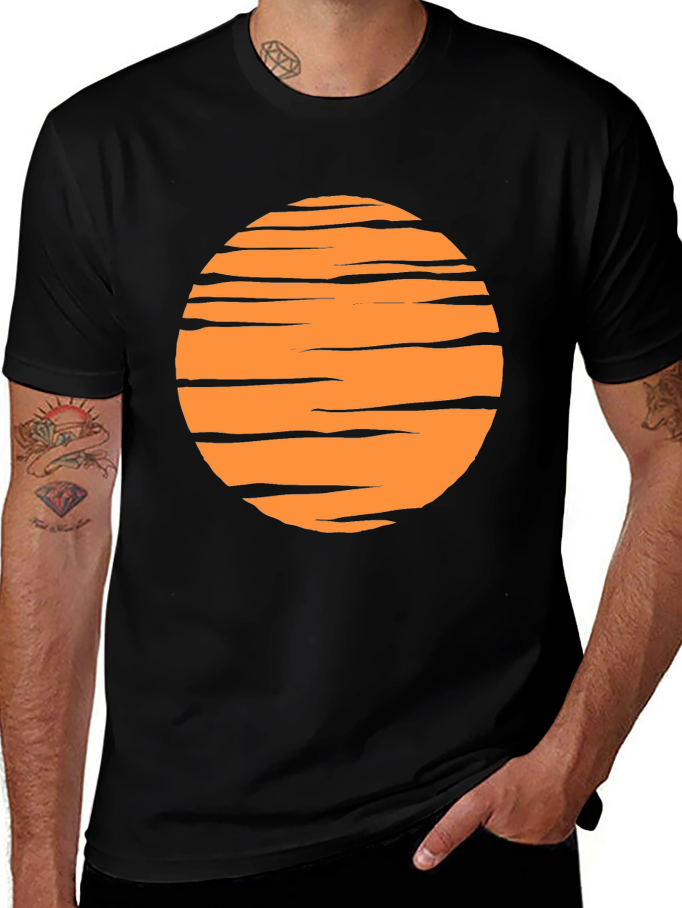 Variant 20 of Orange Striped Circle T-Shirt