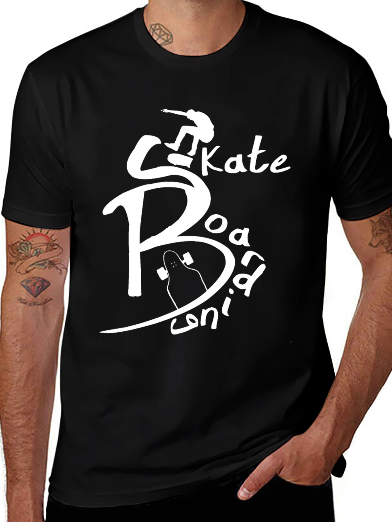 Variant 22 of Skateboard Graphic Tee - Stylish Black Cotton T-Shirt