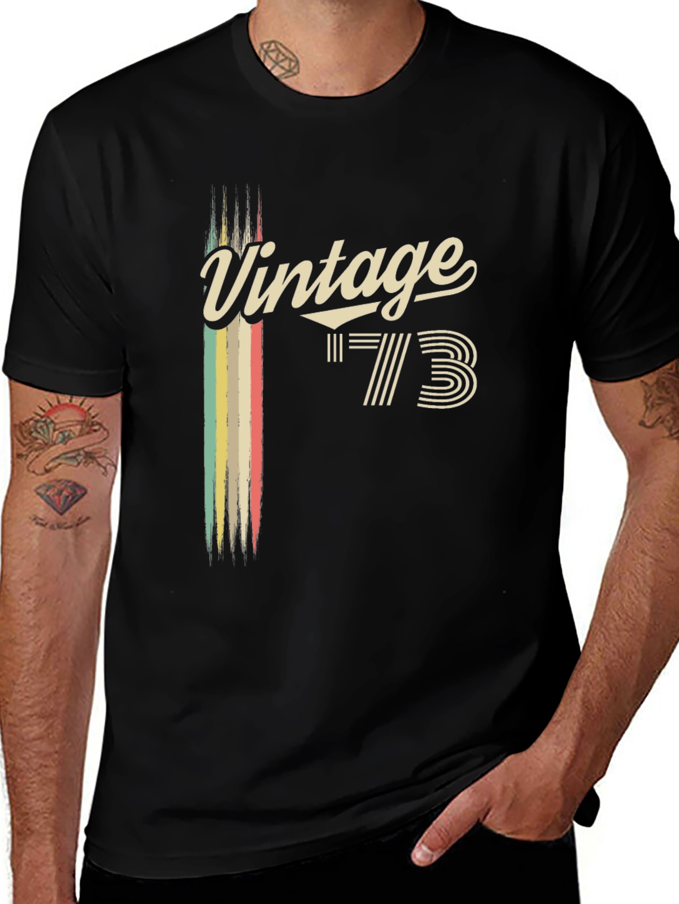 Black Vintage '73 Graphic Tee - Retro Style main image