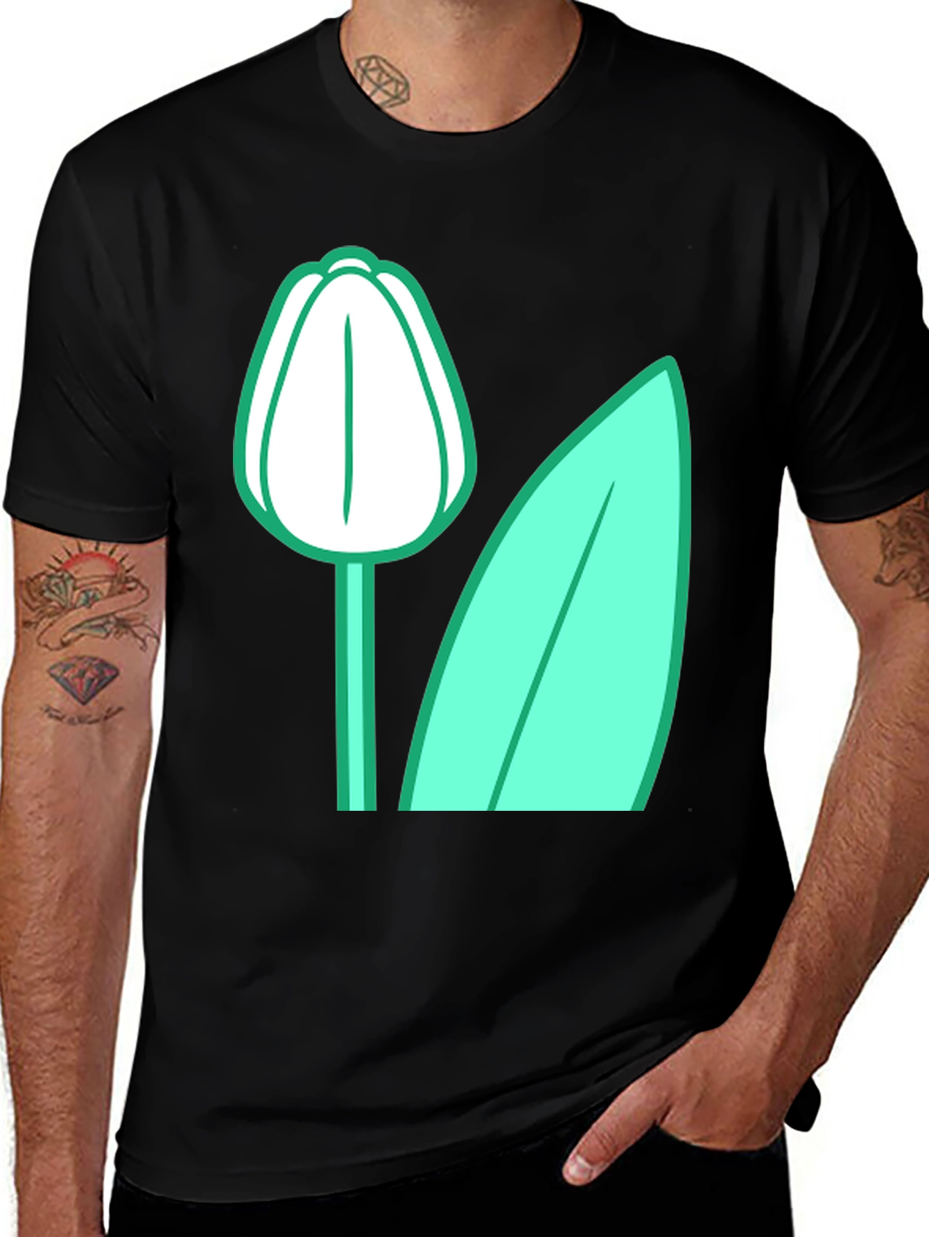 Variant 2 of Tulip Graphic Tee - Black Cotton Blend