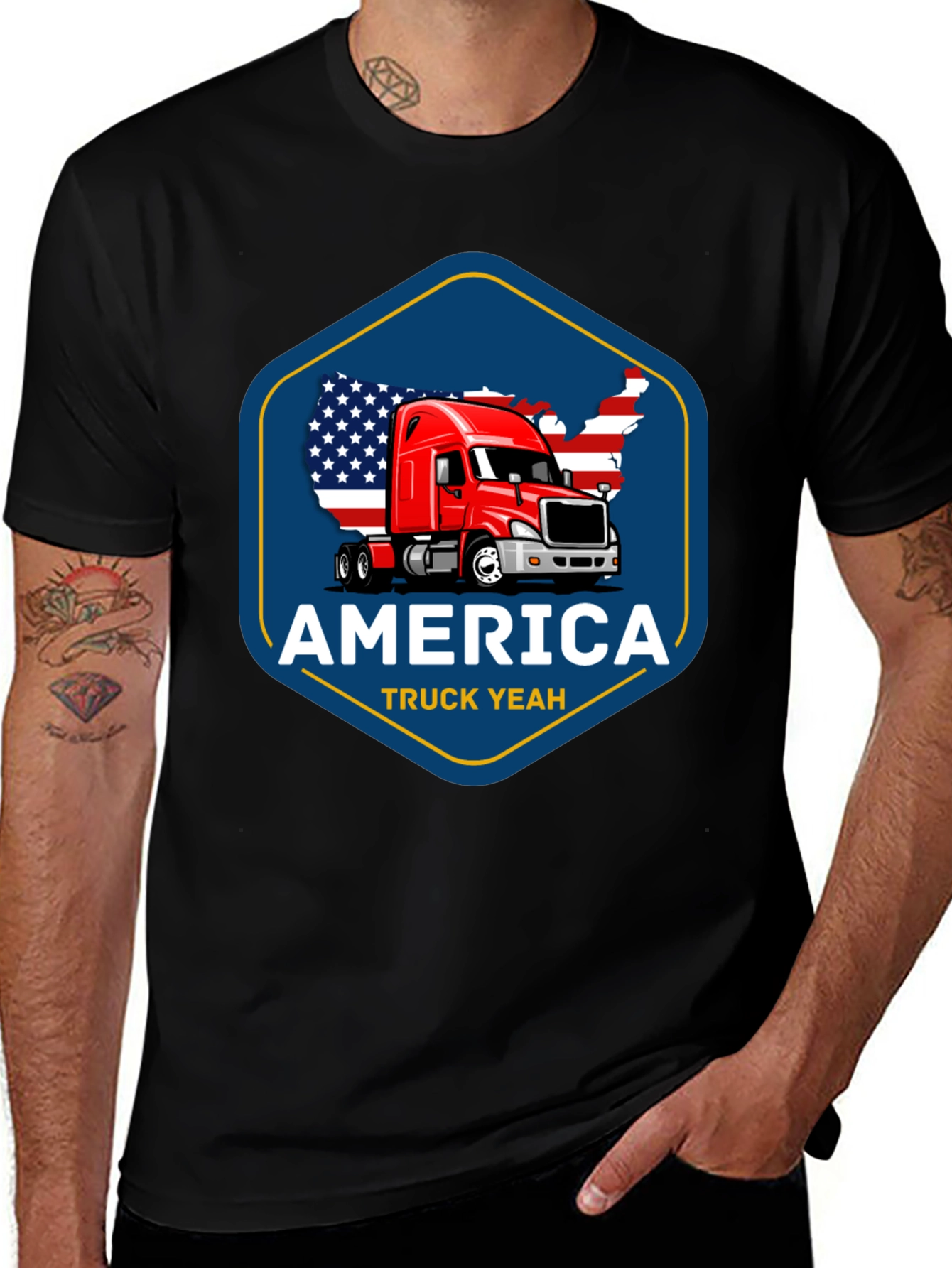 Variant 6 of America Truck Yeah T-Shirt - Patriotic Trucker Tee