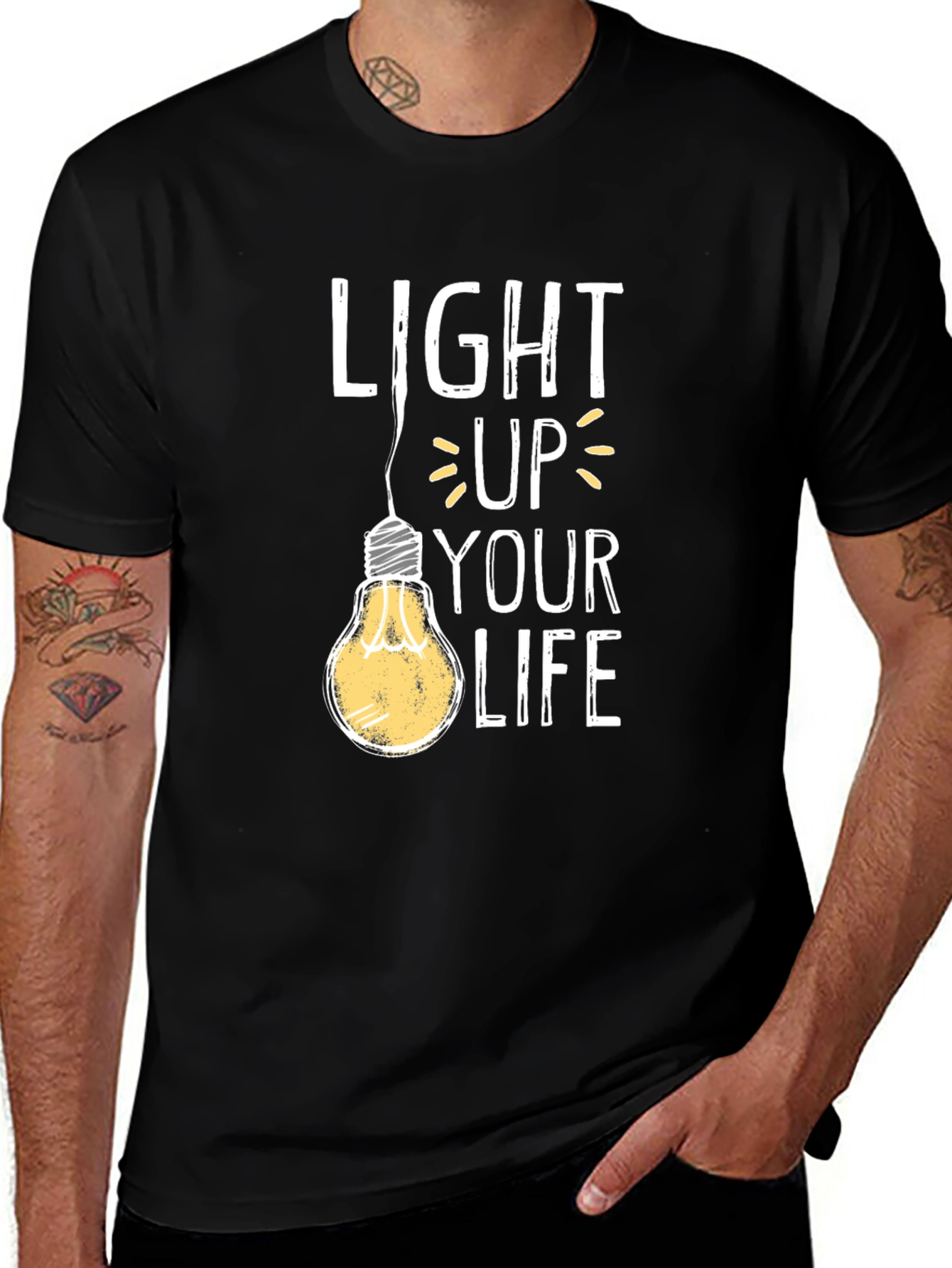 Variant 20 of Light Up Your Life Graphic Tee - Black Cotton Shirt