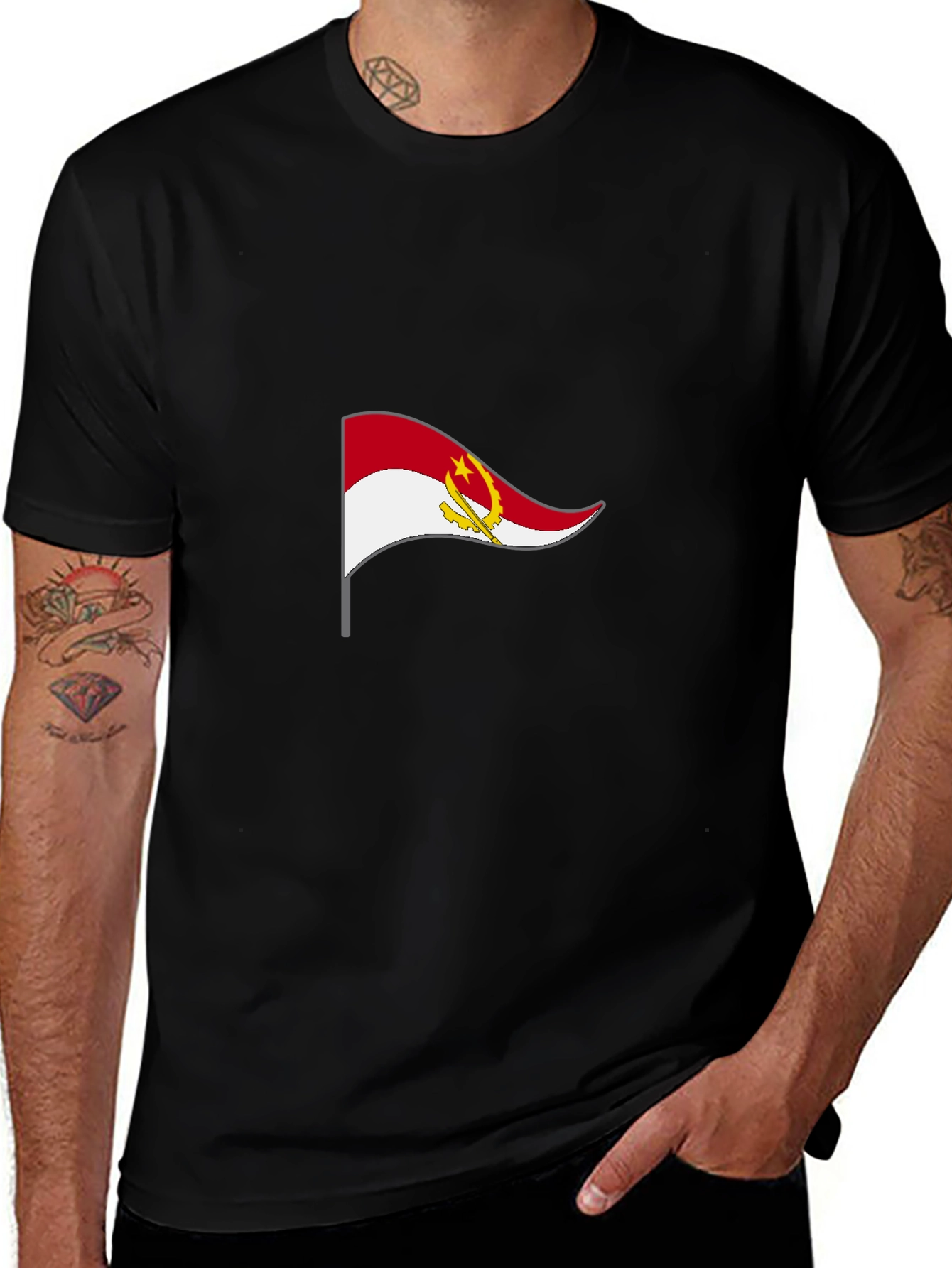 Variant 12 of Angola Flag Black T-Shirt - Show Your Pride!