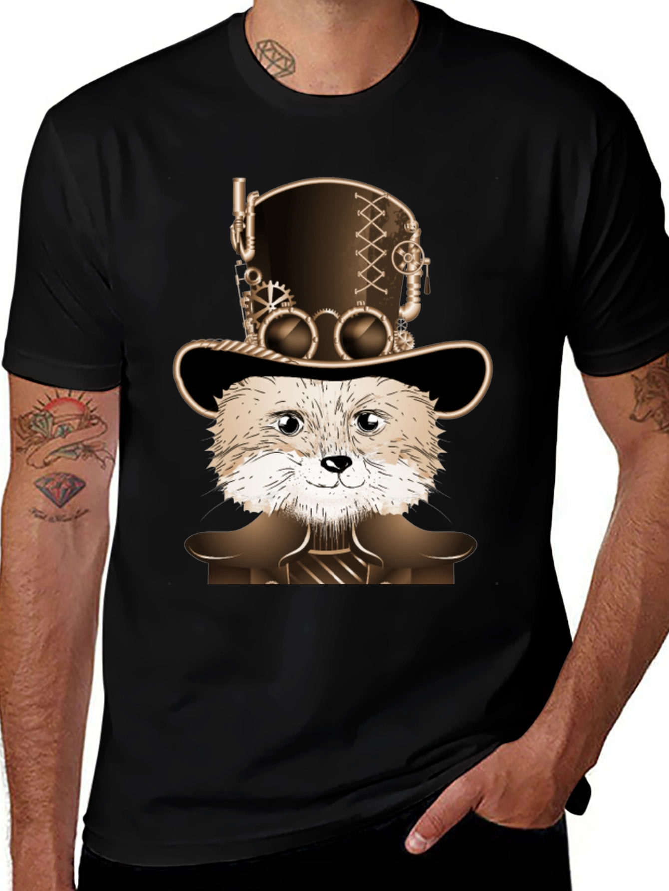 Steampunk Fox Graphic T-Shirt - Unique Animal Design