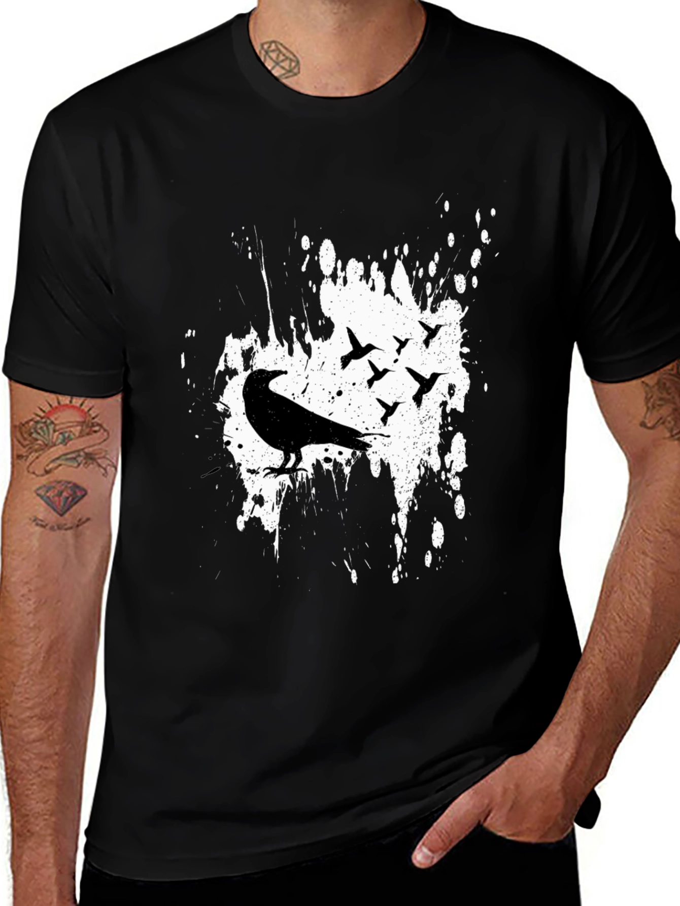 Variant 21 of Black Raven Birds Graphic Print T-Shirt