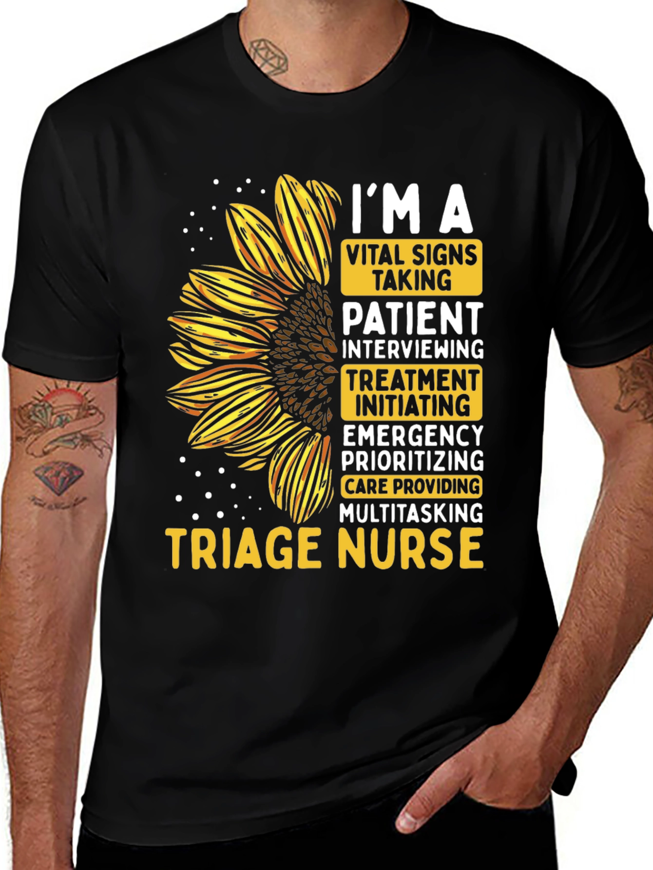 Triage Nurse Sunflower Graphic T-Shirt - Medical Apparel