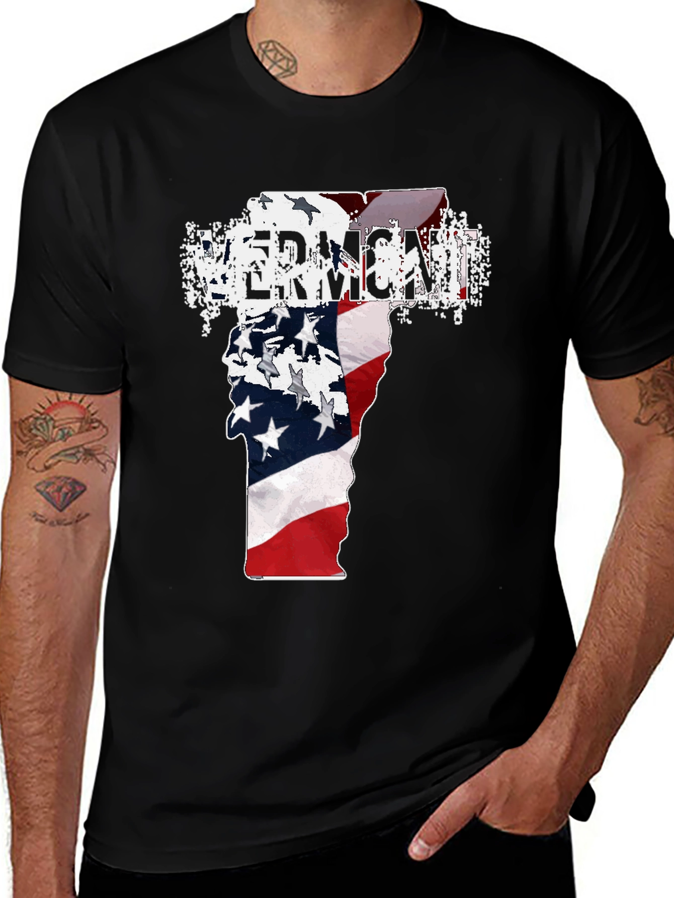 Vermont American Flag State Pride T-Shirt